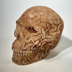 Vintage Carved Rock Crystal Sculpture of a Human Skull