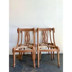 Chaises de salle à manger vintage en corde sculptée - Lot de 4