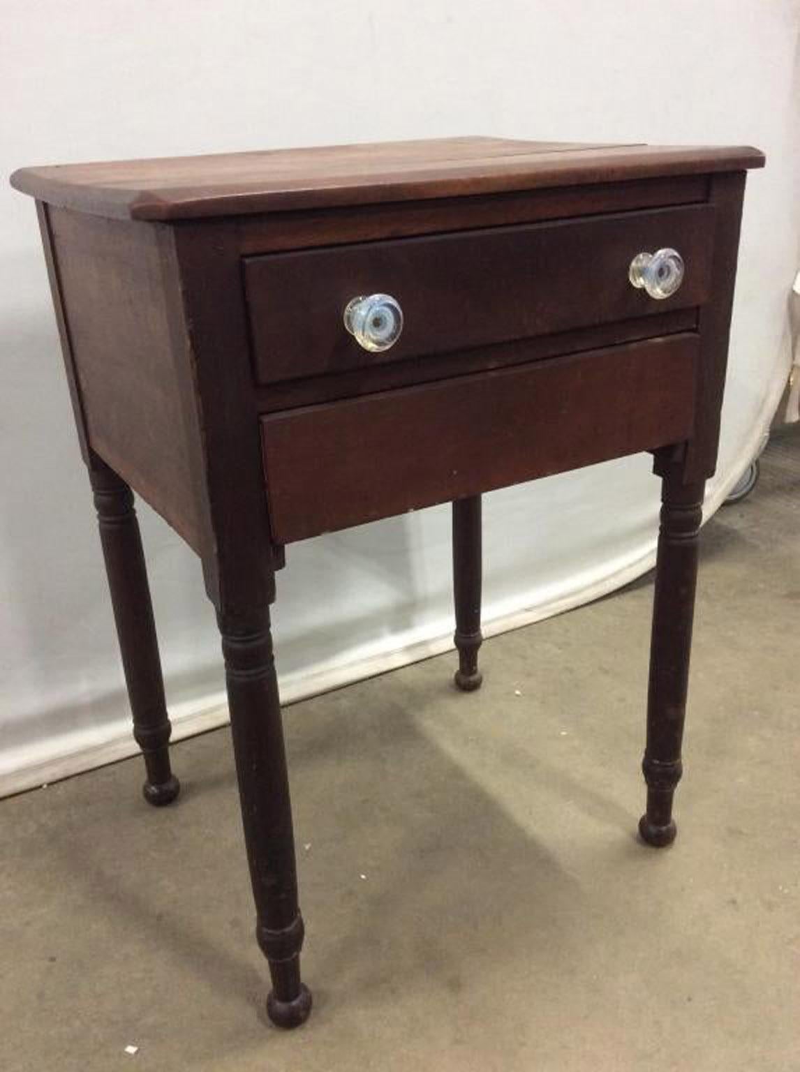 Country Vintage Carved Sheraton Style Side Table