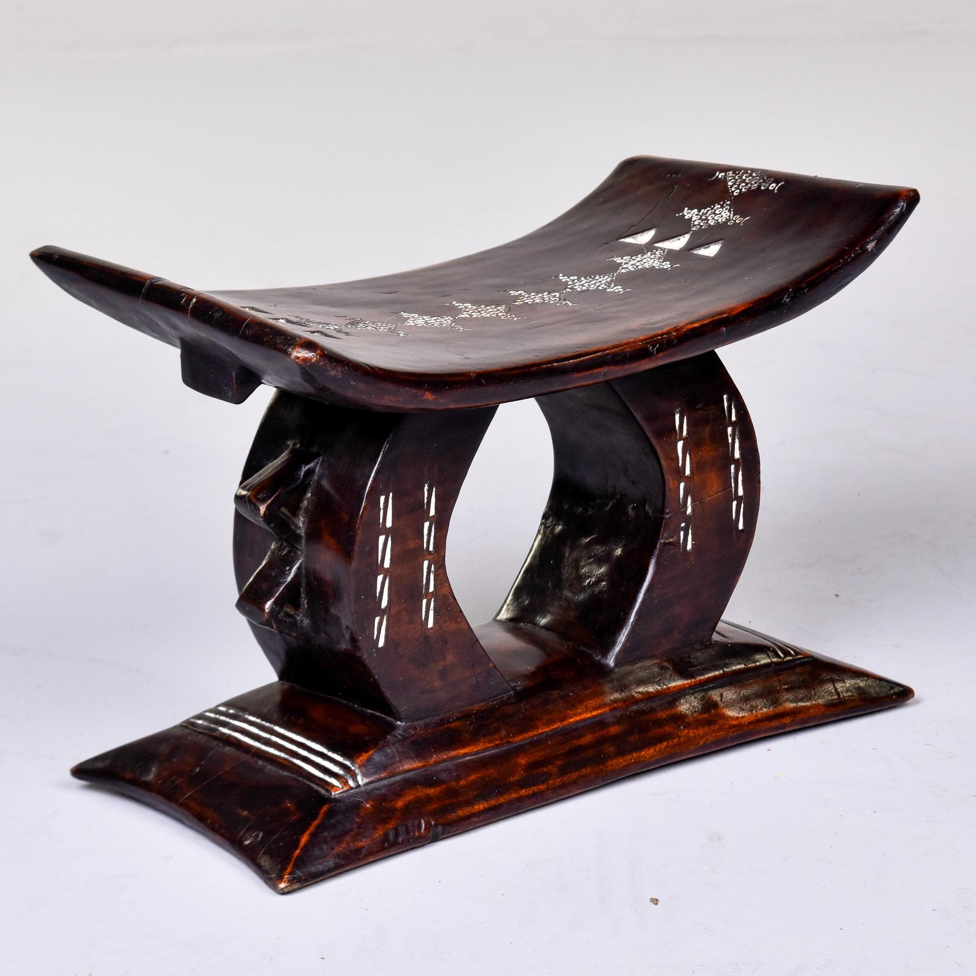 Hand-Carved Vintage Carved Small African Stool by the Ashanti of Ghana For Sale