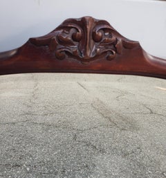 Espejo de Pared Biselado Vintage de Caoba Maciza Tallada