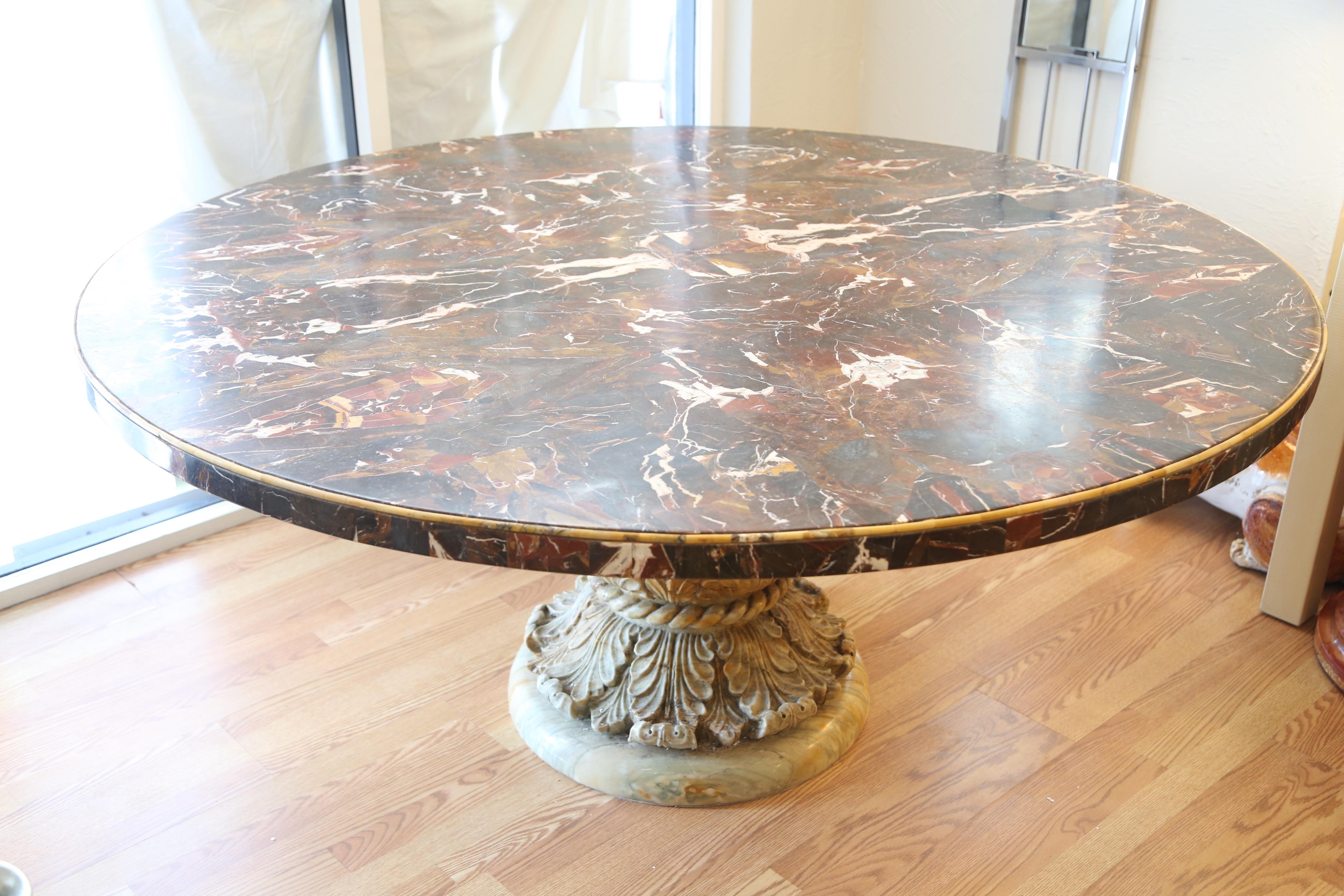 Vintage Carved Solid Marble Table For Sale 8