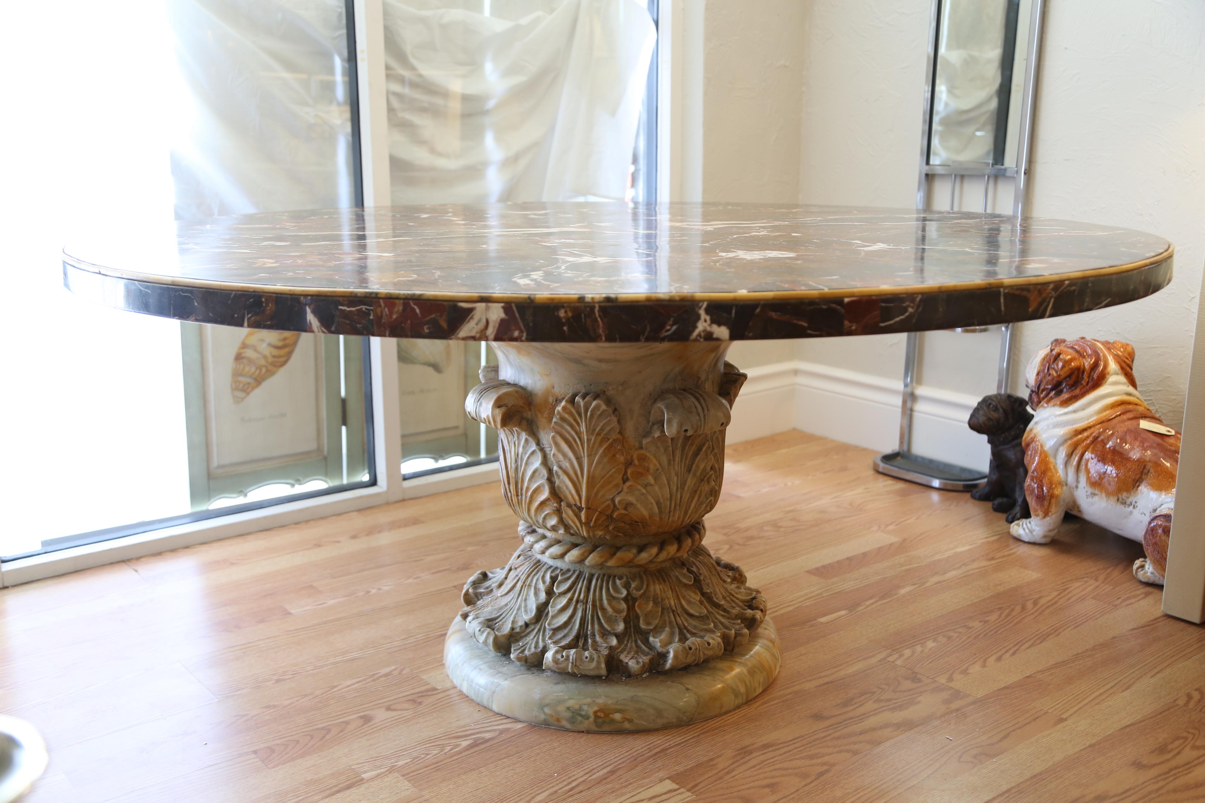 Italian Vintage Carved Solid Marble Table For Sale