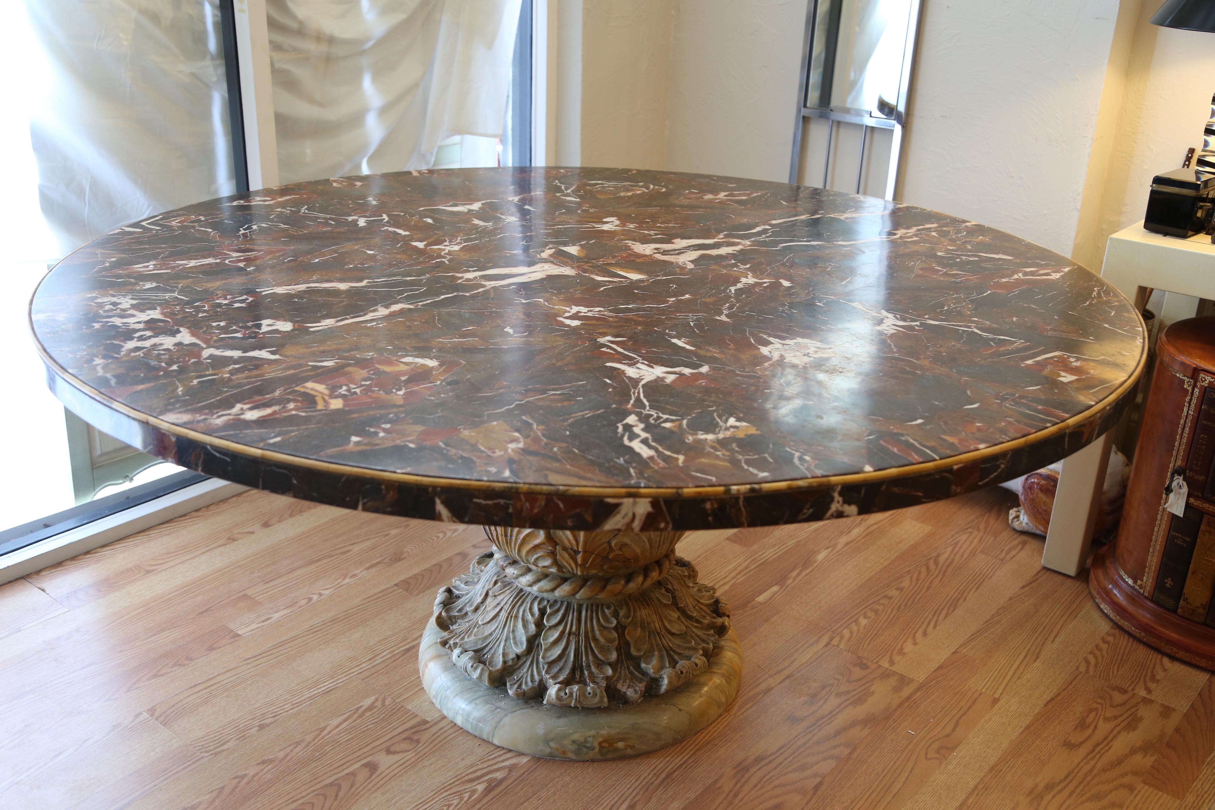 20th Century Vintage Carved Solid Marble Table For Sale