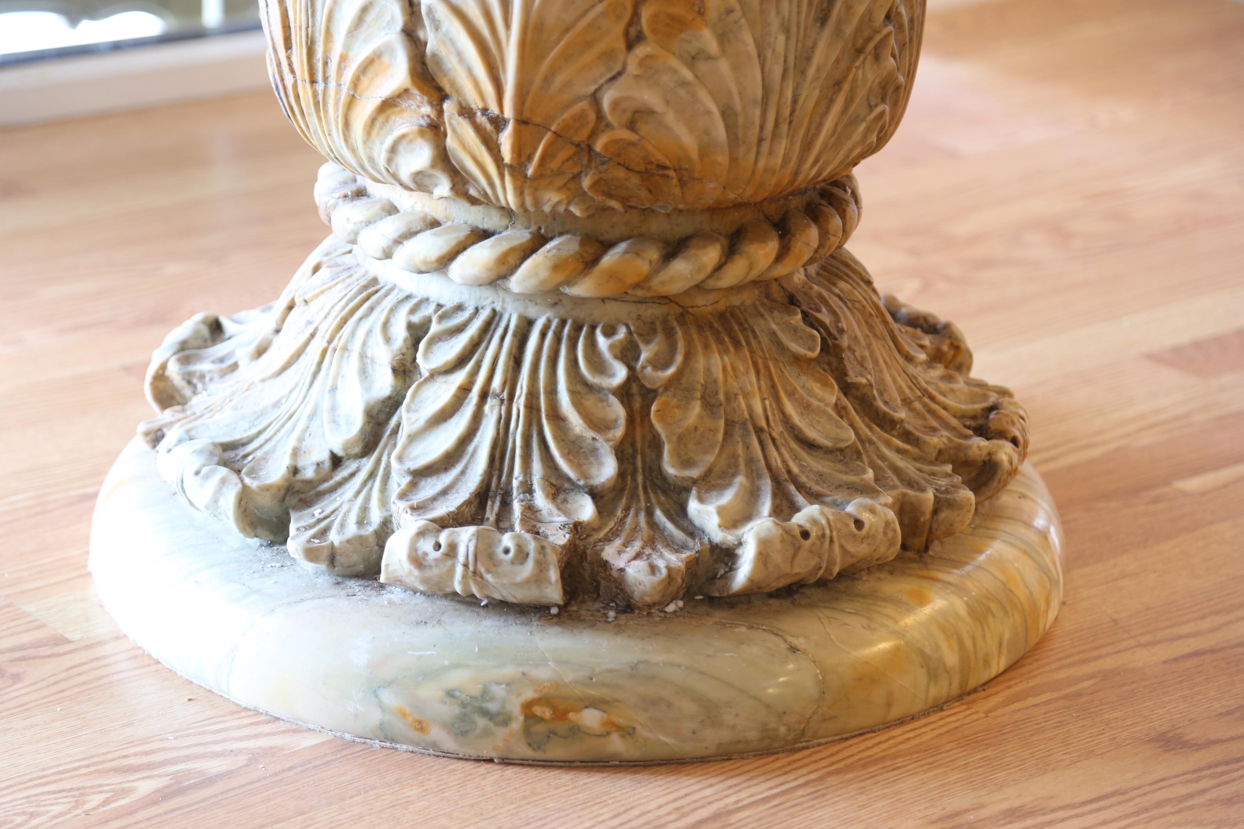 Vintage Carved Solid Marble Table For Sale 2