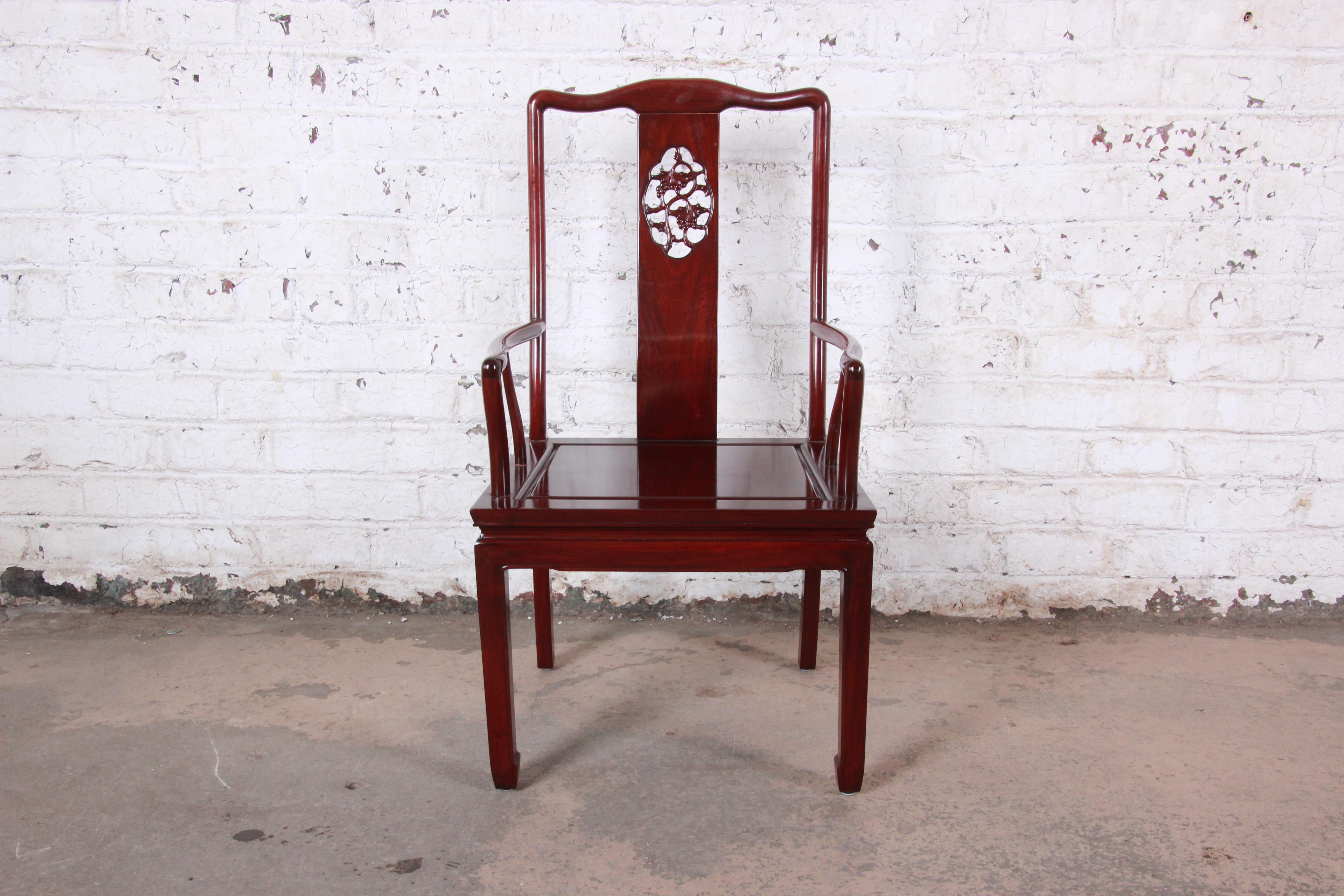 Vintage Carved Solid Rosewood Chinese Dining Chairs, Set of Ten 3