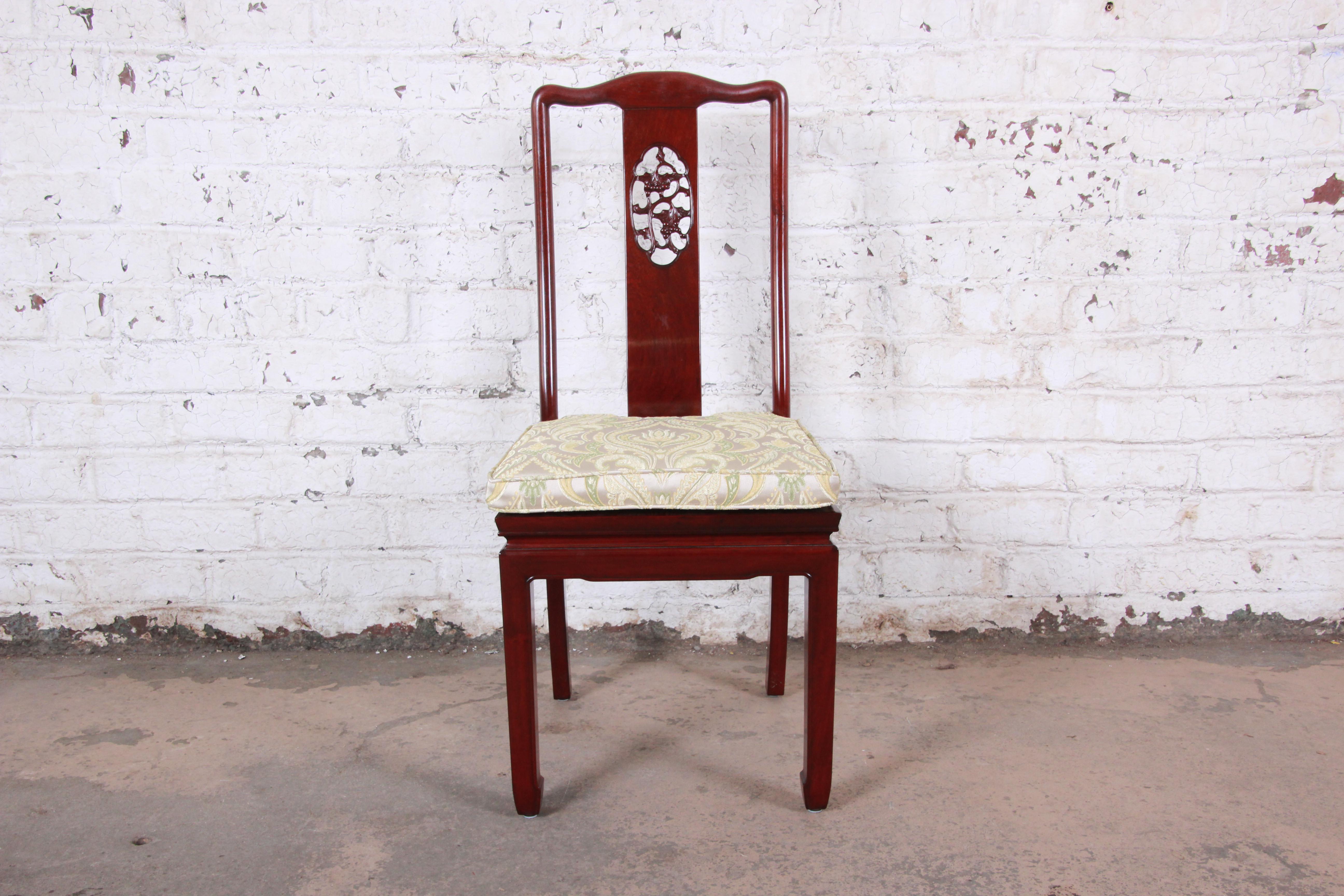 Vintage Carved Solid Rosewood Chinese Dining Chairs, Set of Ten 4