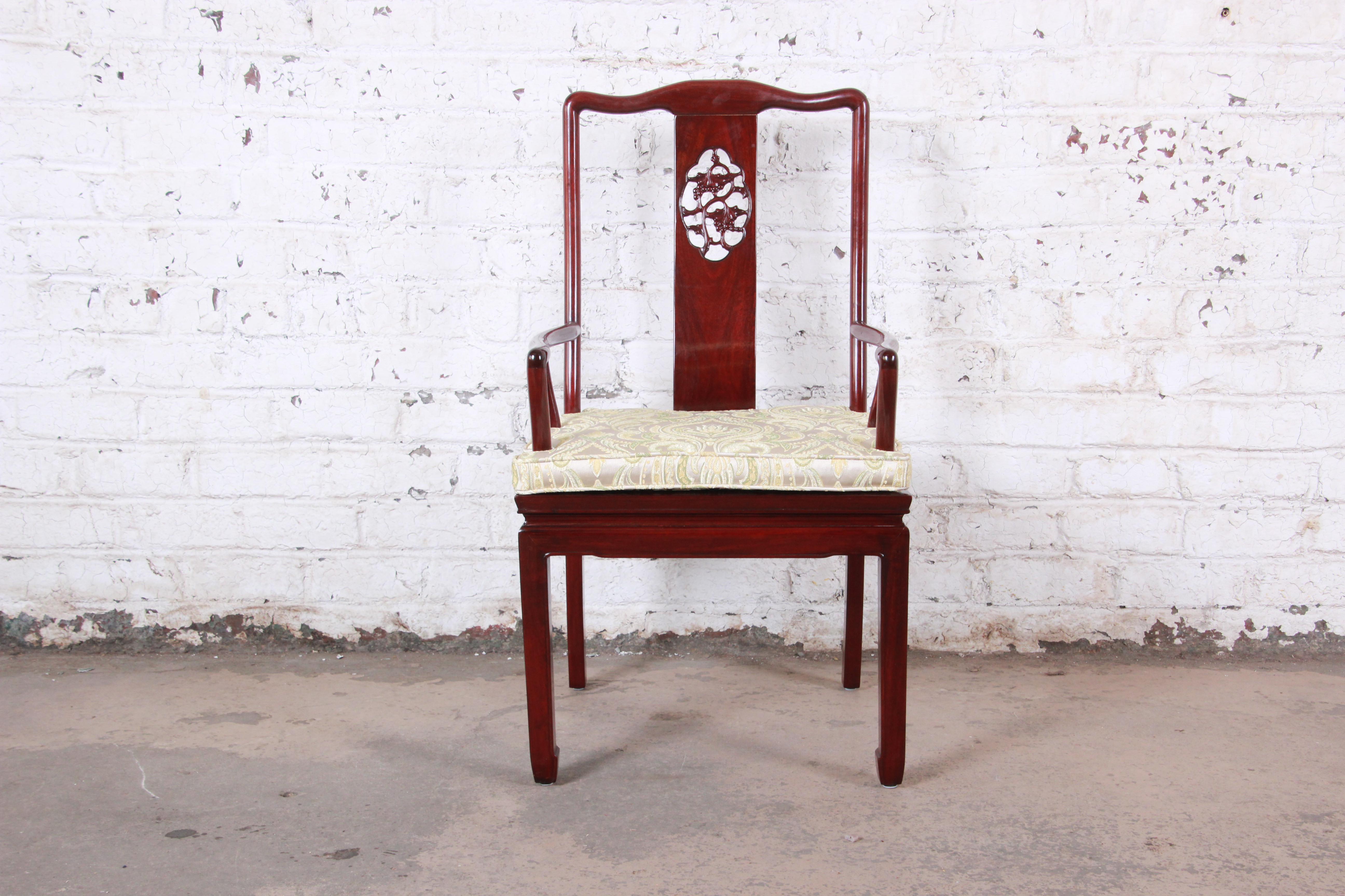 20th Century Vintage Carved Solid Rosewood Chinese Dining Chairs, Set of Ten