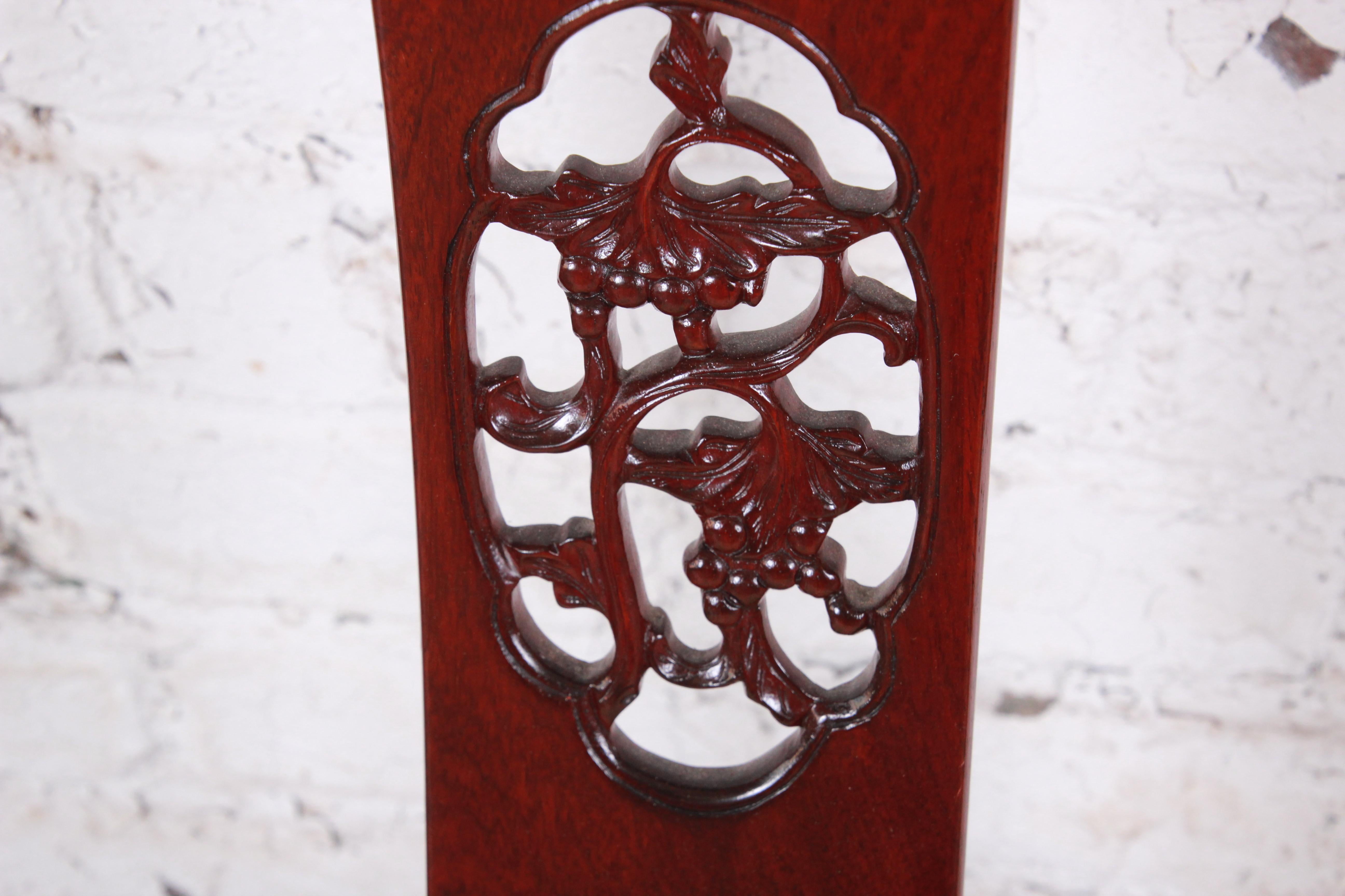Vintage Carved Solid Rosewood Chinese Dining Chairs, Set of Ten 2