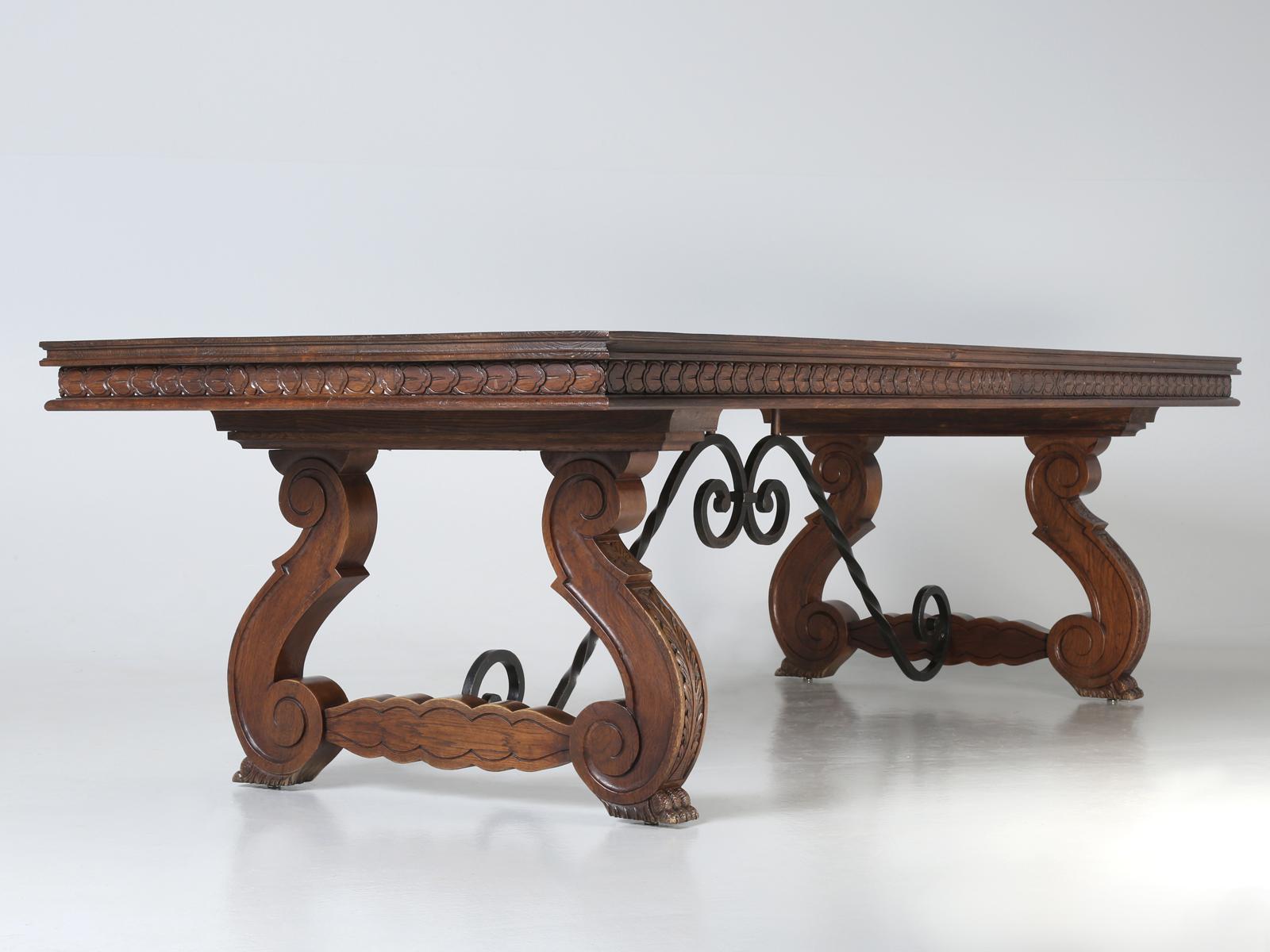 Vintage Carved Spanish Trestle Style Dining Table 8