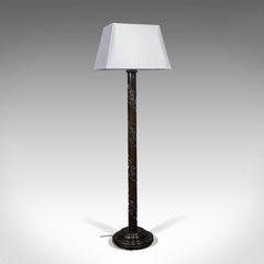Vintage Carved Standard Lamp, Oriental, Mahogany, Decorative, Light, Art Deco