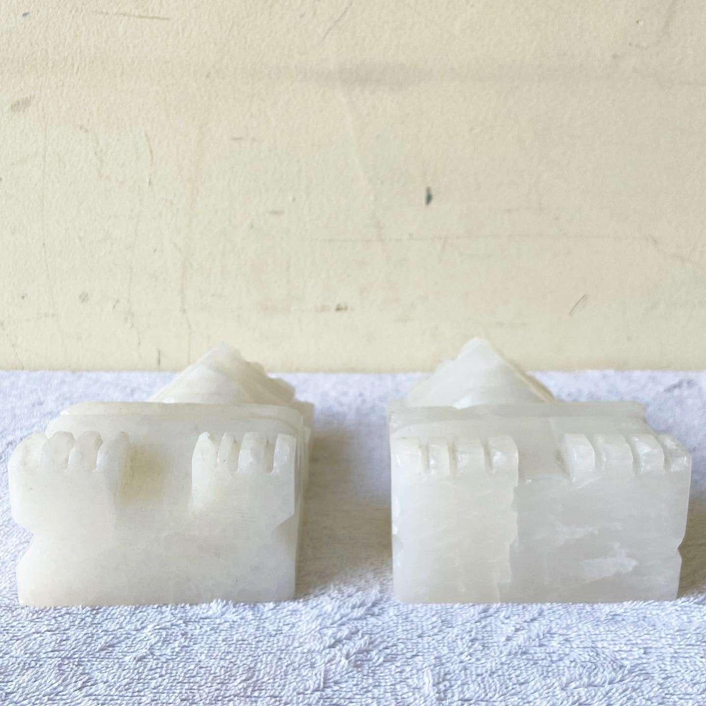 Vintage Carved Stone Bookends - a Pair For Sale 4