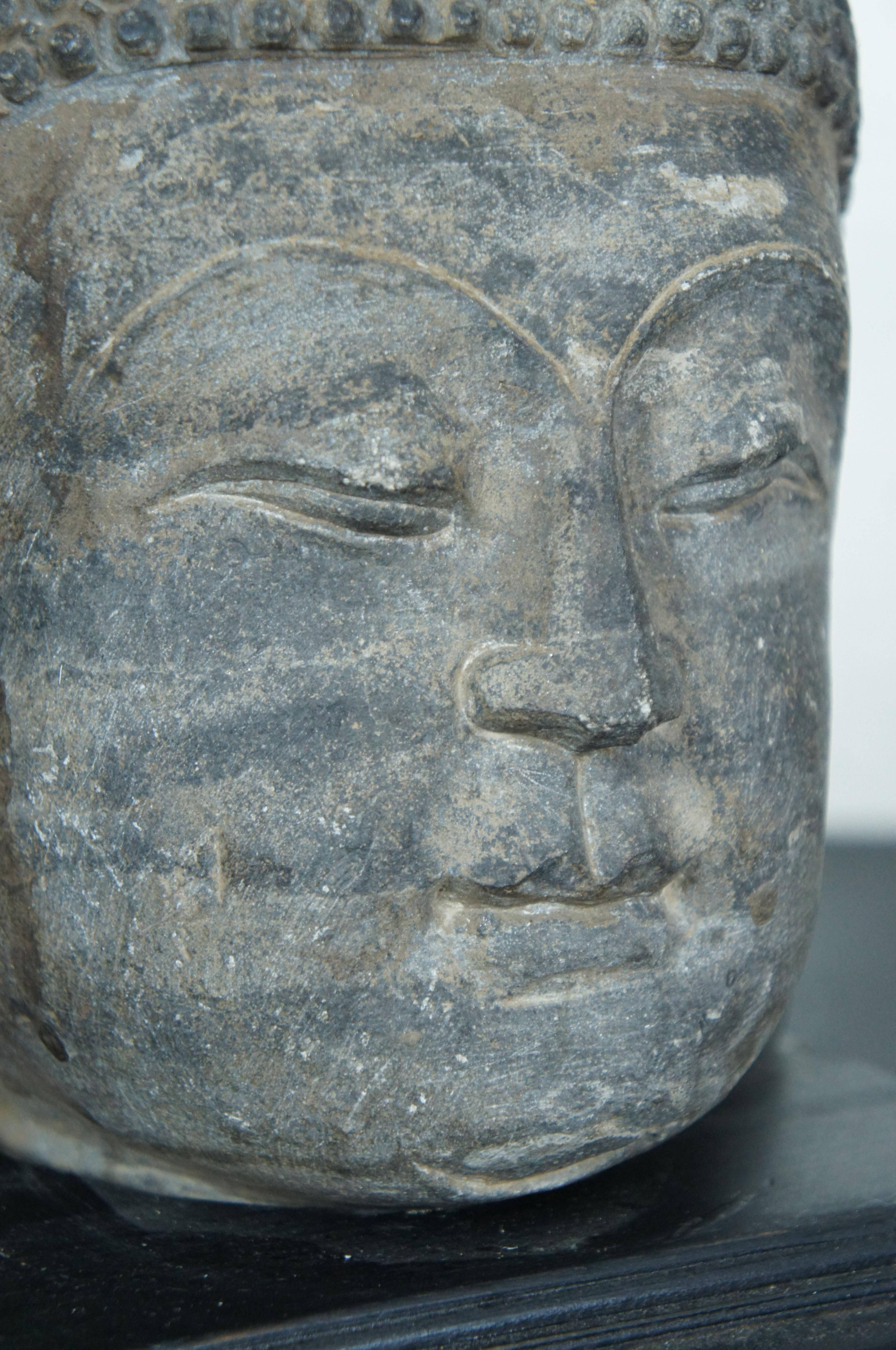 Vintage A. Stone, statua di Buddha in meditazione con busto e piedistallo in legno da 12 pollici in vendita 2