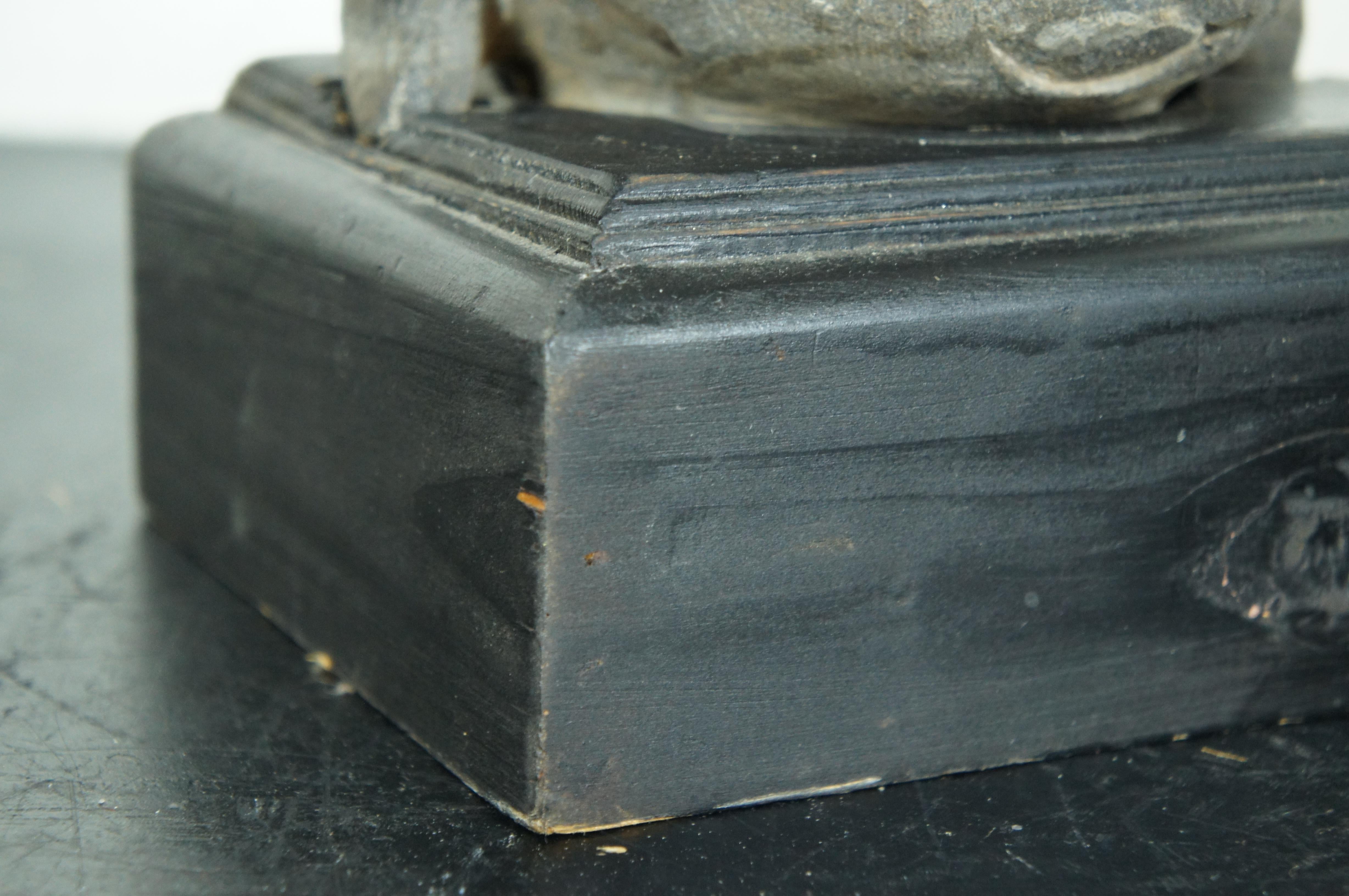 Vintage A. Stone, statua di Buddha in meditazione con busto e piedistallo in legno da 12 pollici in vendita 3