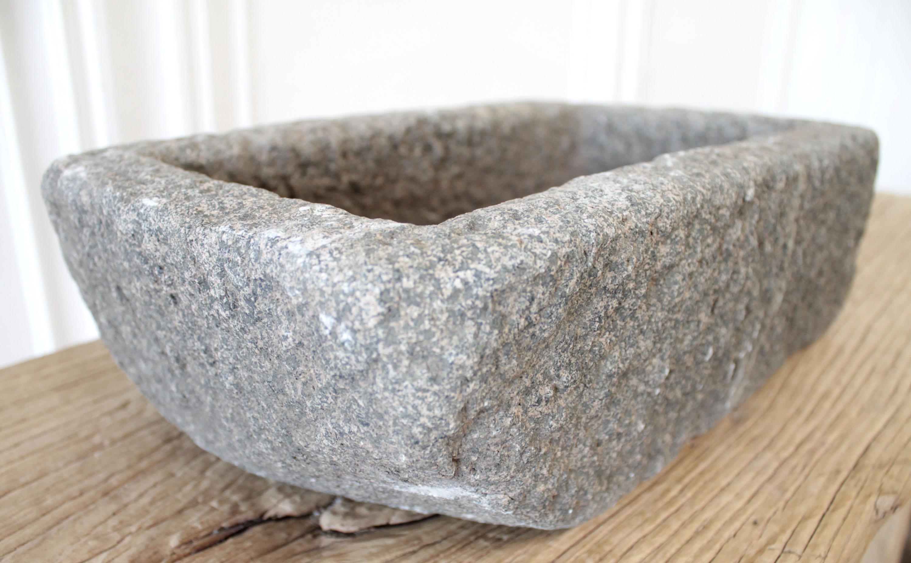 Vintage Carved Stone Mortar In Good Condition For Sale In Brea, CA
