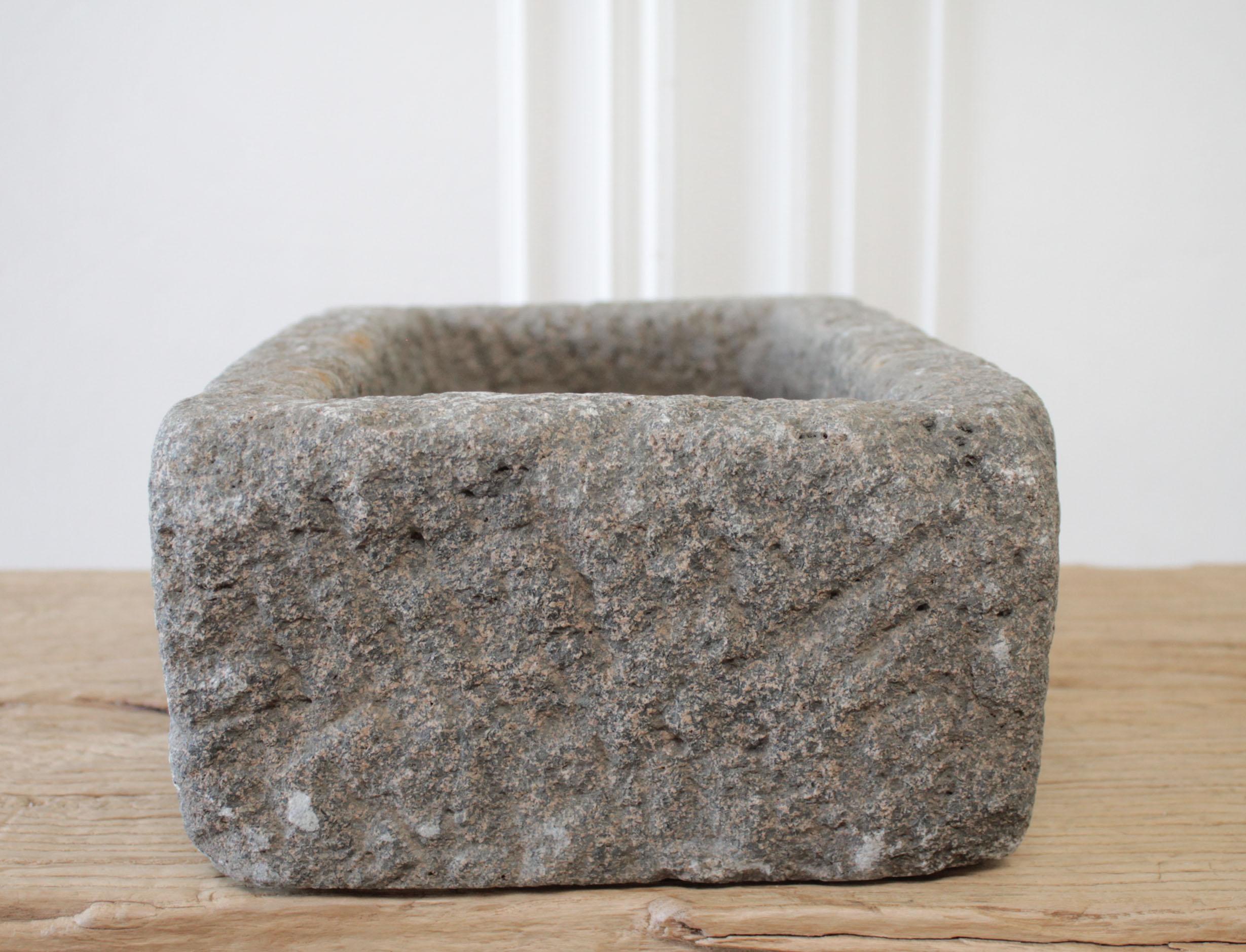 20th Century Vintage Carved Stone Mortar For Sale