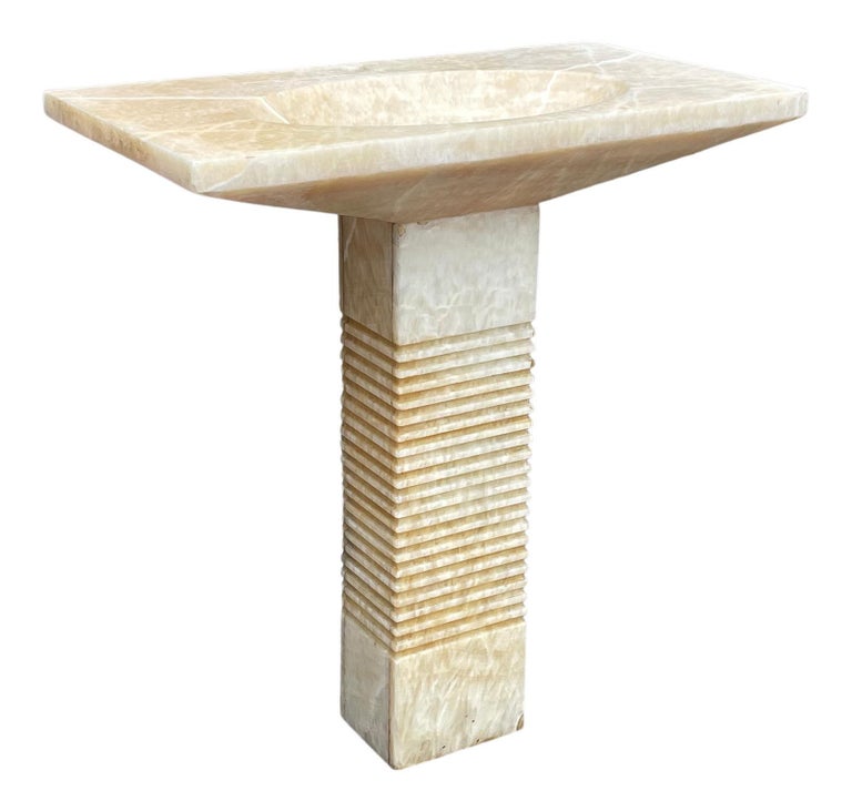 Vintage Carved Stone Quartz Pedestal Sink For Sale at 1stDibs