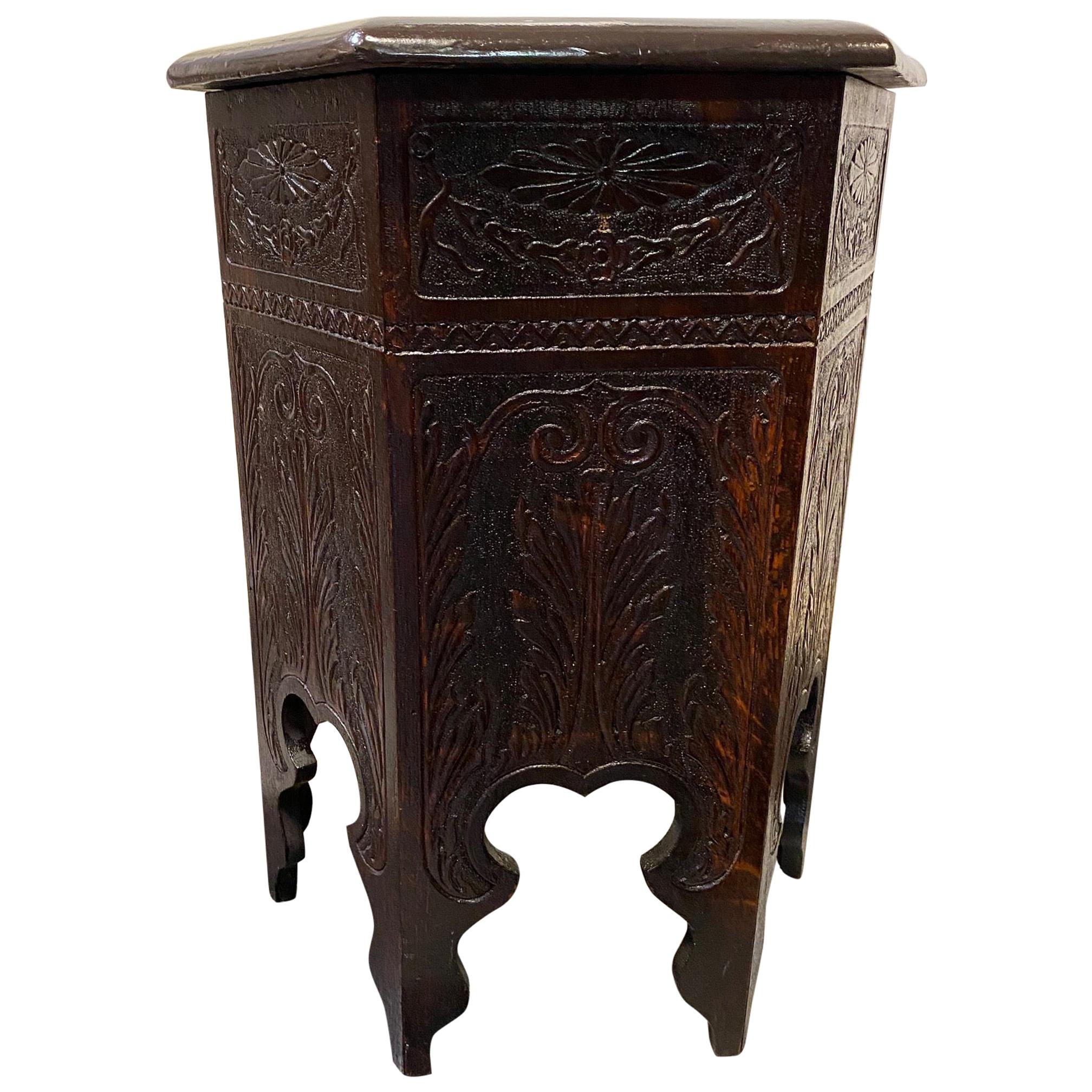 Vintage Carved Stool/Pedestal For Sale