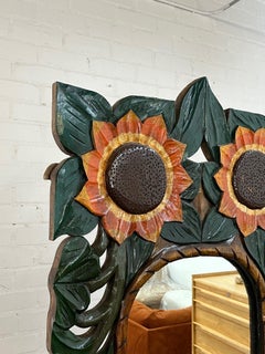 Vintage carved sunflower floor mirror