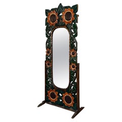 Vintage carved sunflower floor mirror
