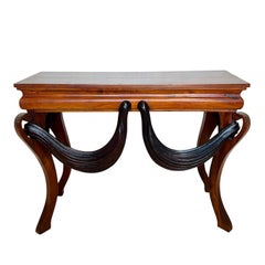 Vintage Carved Swag Wood Console Table
