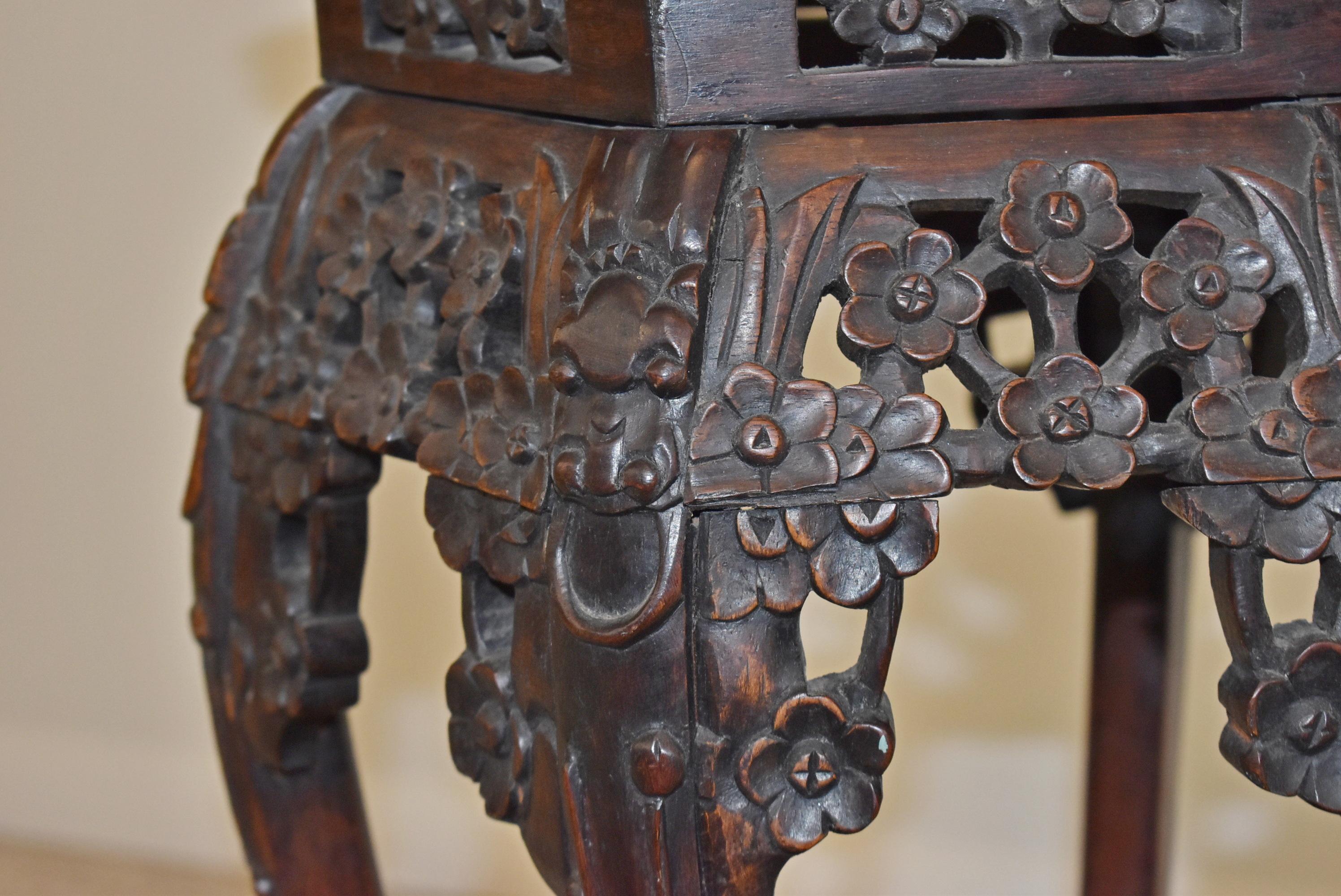 Early 20th Century Vintage Carved Teak Asian Stand 