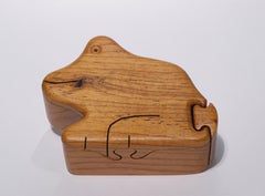 Vintage geschnitzt Teakholz Puzzle Box, American Studio Craft 1960er-1970er Jahre