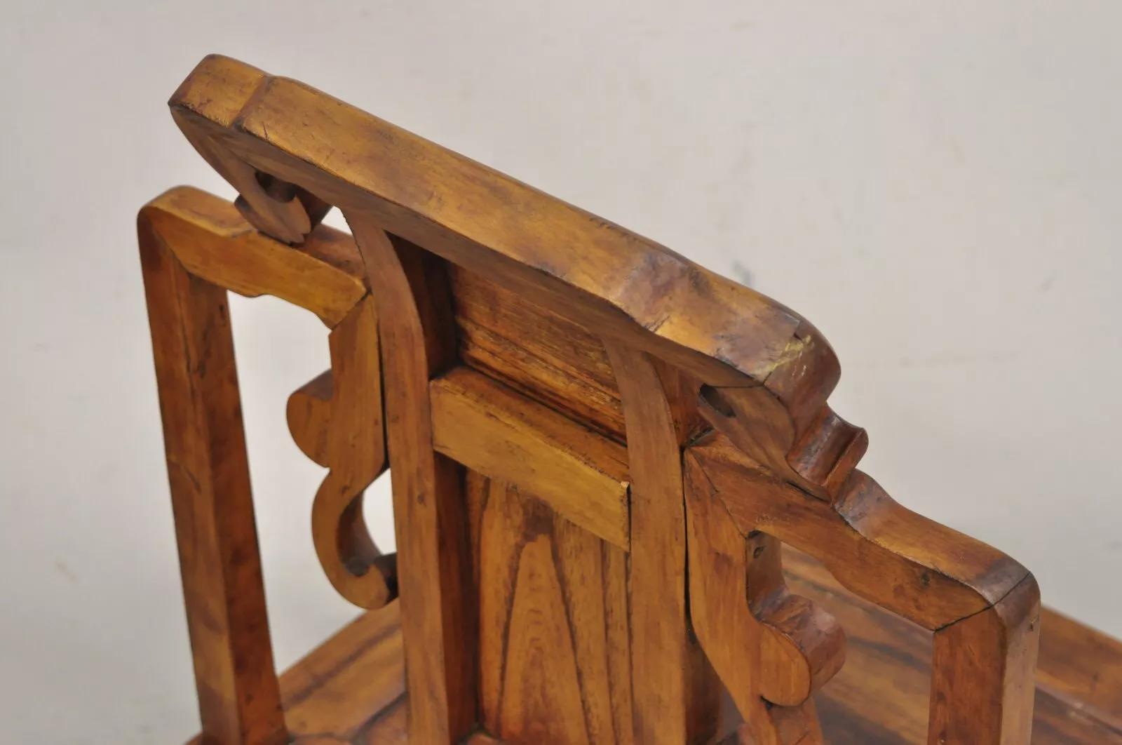 Sedia da fianco vintage in legno di teak intagliato in stile Meiji imperiale giapponese in vendita 3