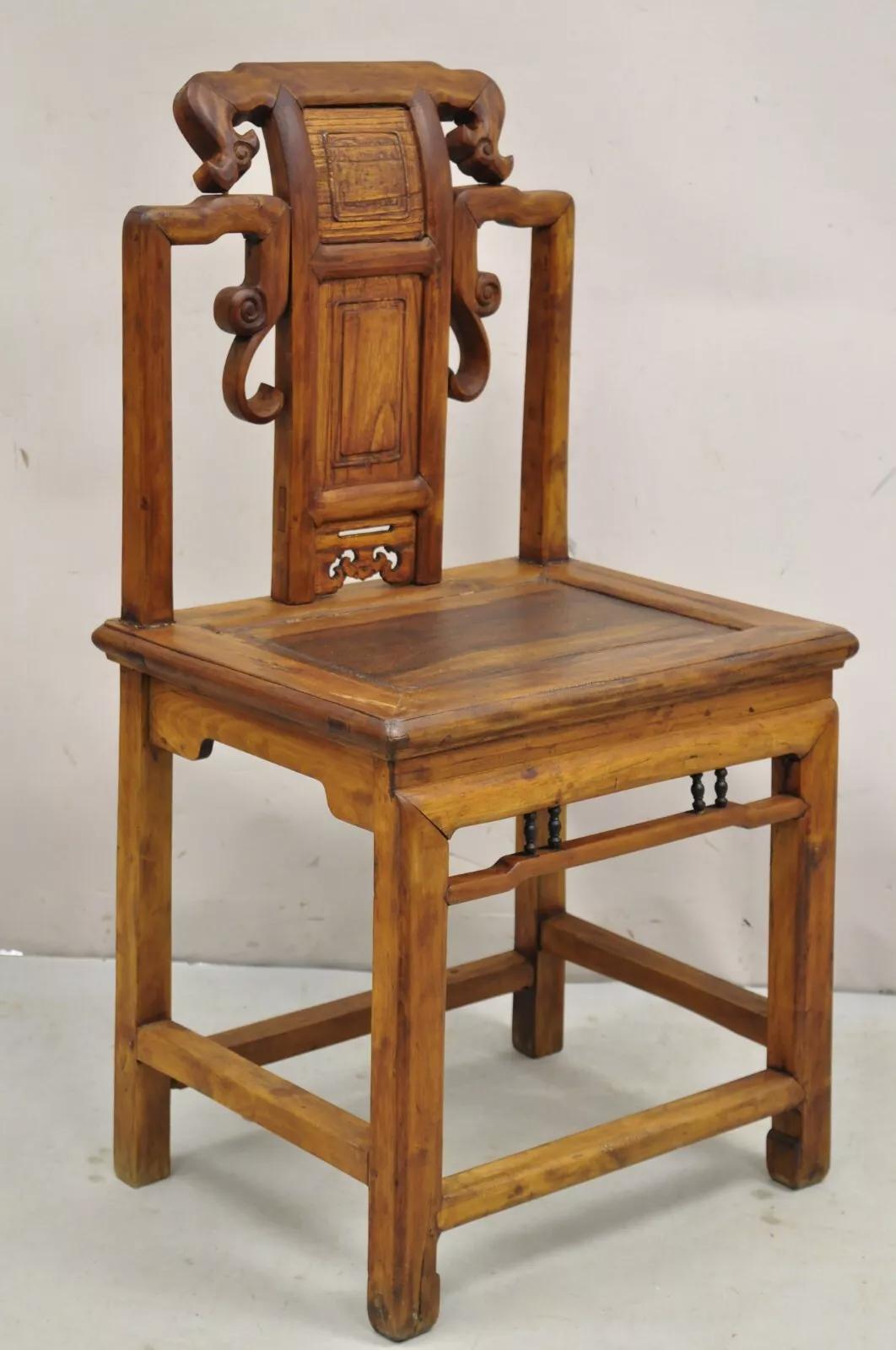Sedia da fianco vintage in legno di teak intagliato in stile Meiji imperiale giapponese in vendita 5