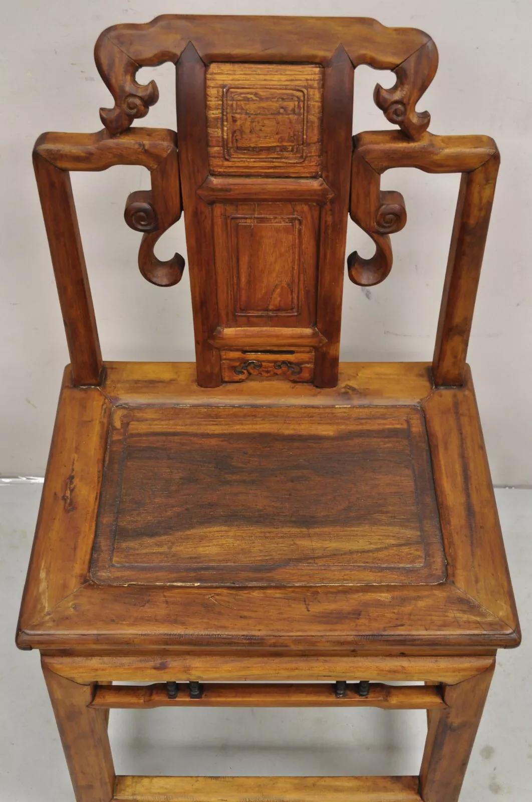 Cineserie Sedia da fianco vintage in legno di teak intagliato in stile Meiji imperiale giapponese in vendita