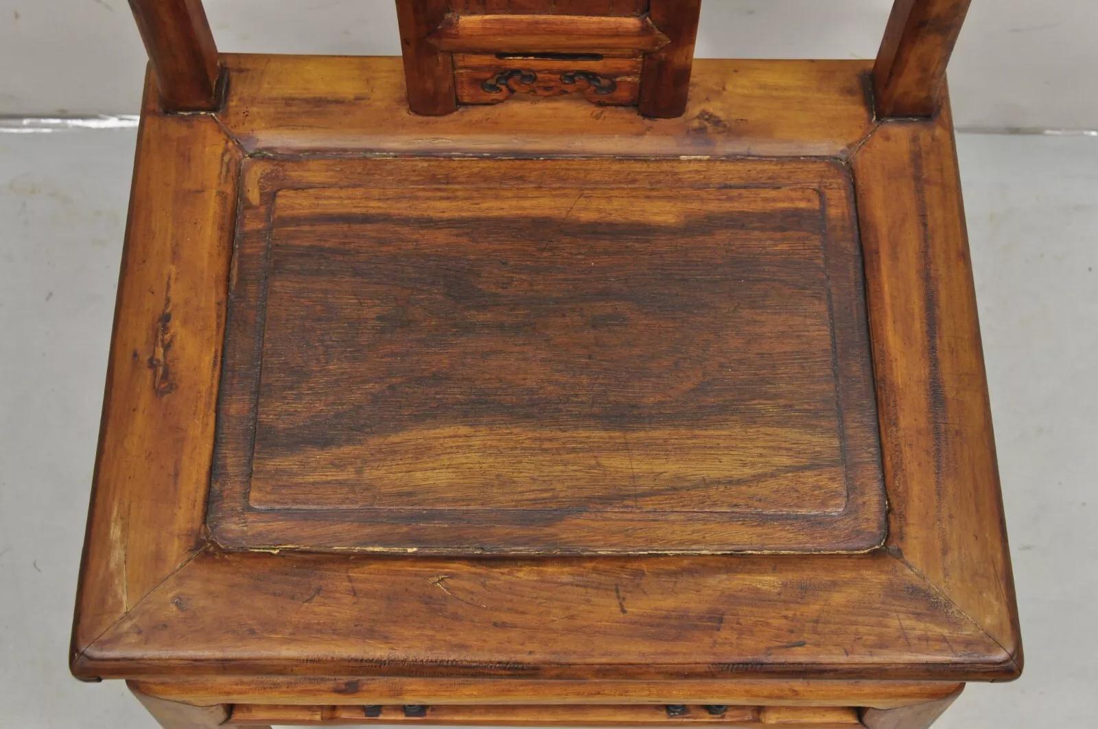 XX secolo Sedia da fianco vintage in legno di teak intagliato in stile Meiji imperiale giapponese in vendita