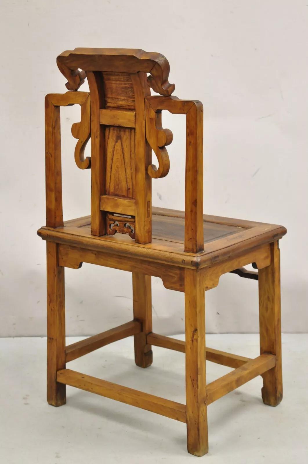 Sedia da fianco vintage in legno di teak intagliato in stile Meiji imperiale giapponese in vendita 2