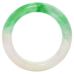 Vintage Carved Variegated Jadeite Jade Bangle Bracelet