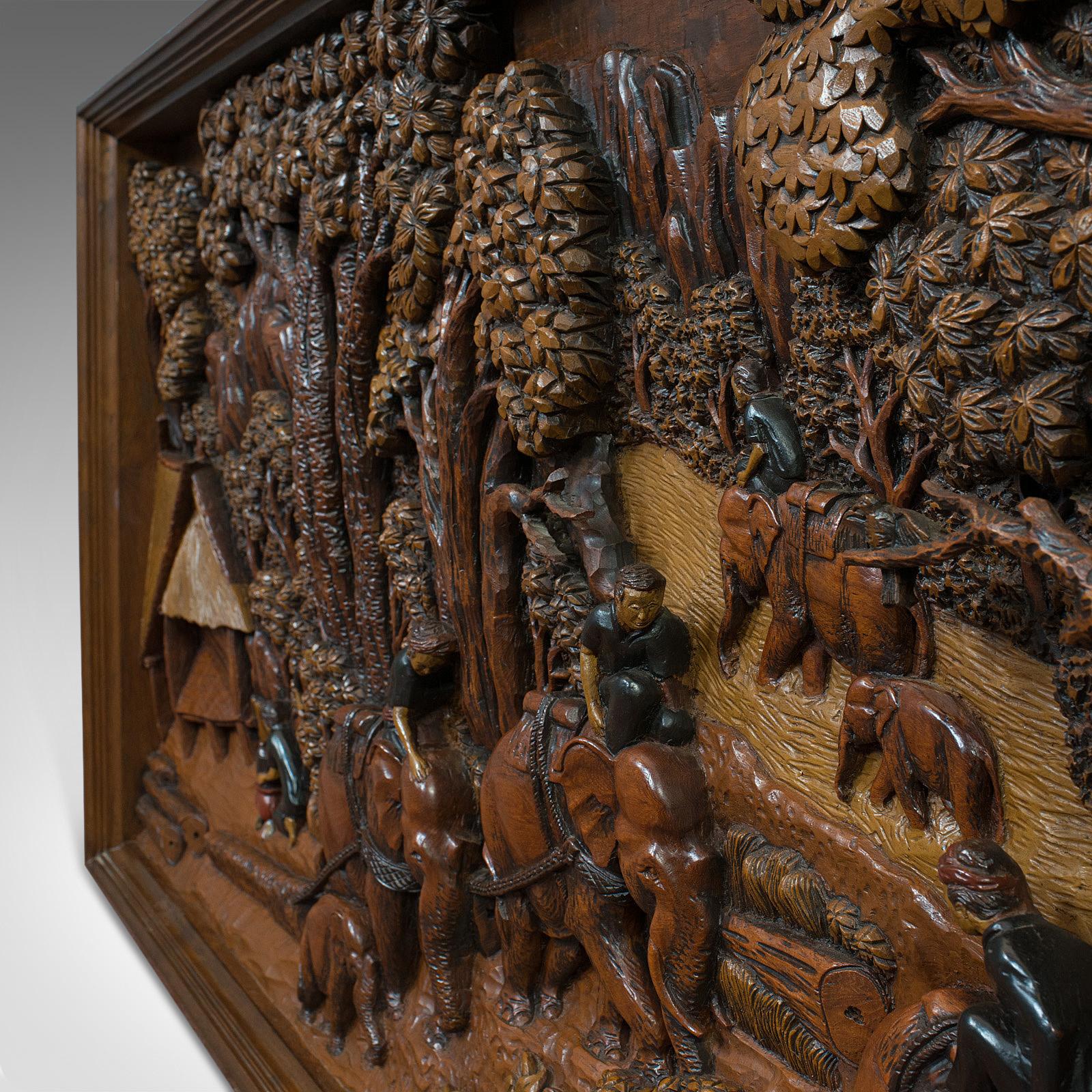 Carved Wall Panel, English, Ironwood, Decorative, Frieze, Jungle, 20th Century 6