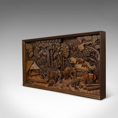 Carved Wall Panel, English, Ironwood, Decorative, Frieze, Jungle, 20th Century