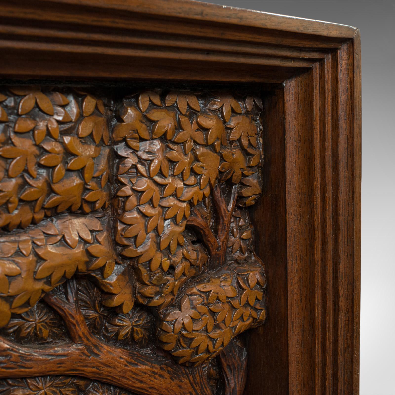 Carved Wall Panel, English, Ironwood, Decorative, Frieze, Jungle, 20th Century 1