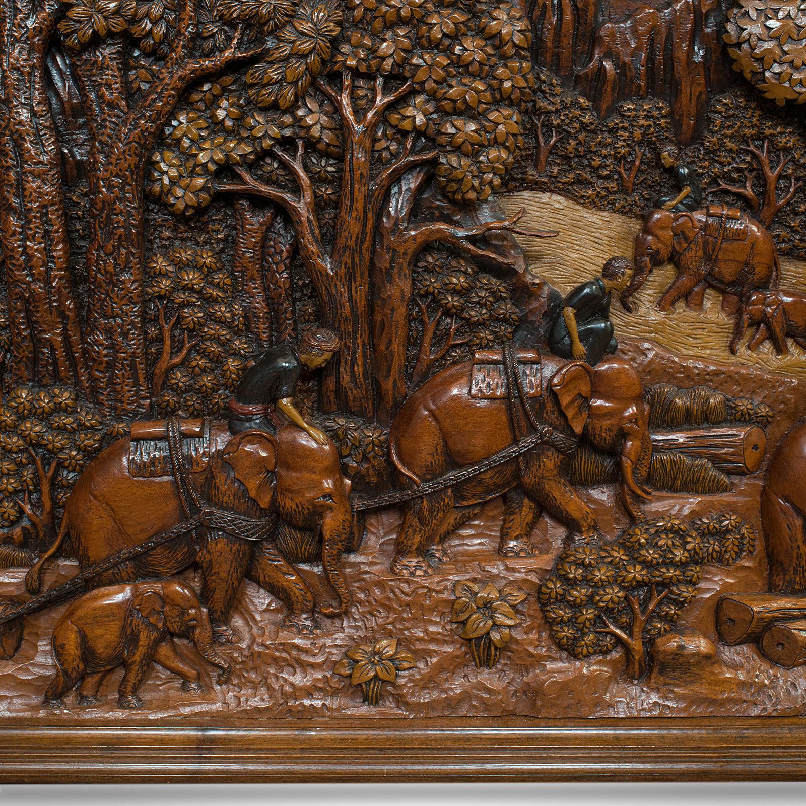 Carved Wall Panel, English, Ironwood, Decorative, Frieze, Jungle, 20th Century 4