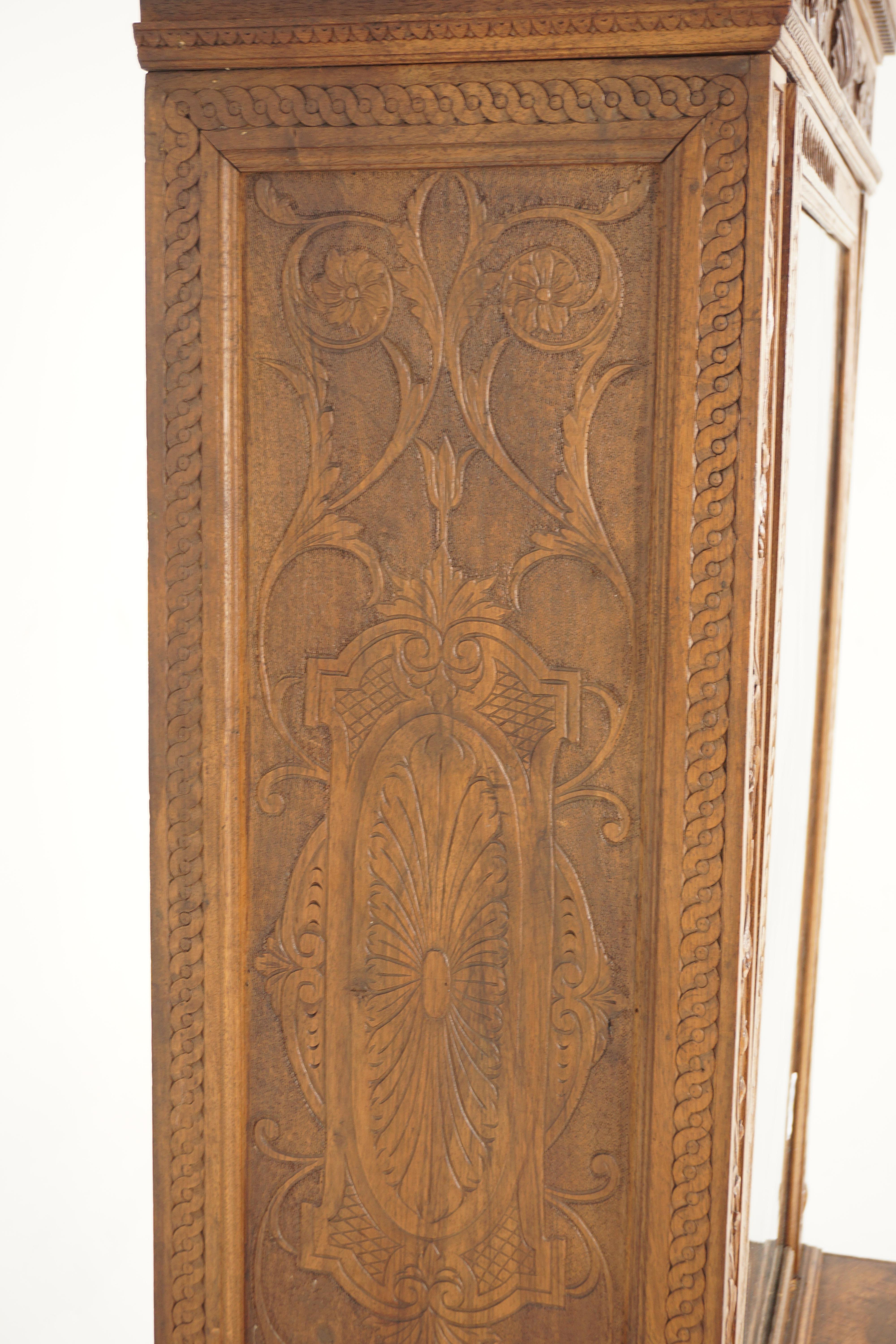 Vintage Carved Walnut Display Cabinet, China Cabinet, India 1940, H684 6