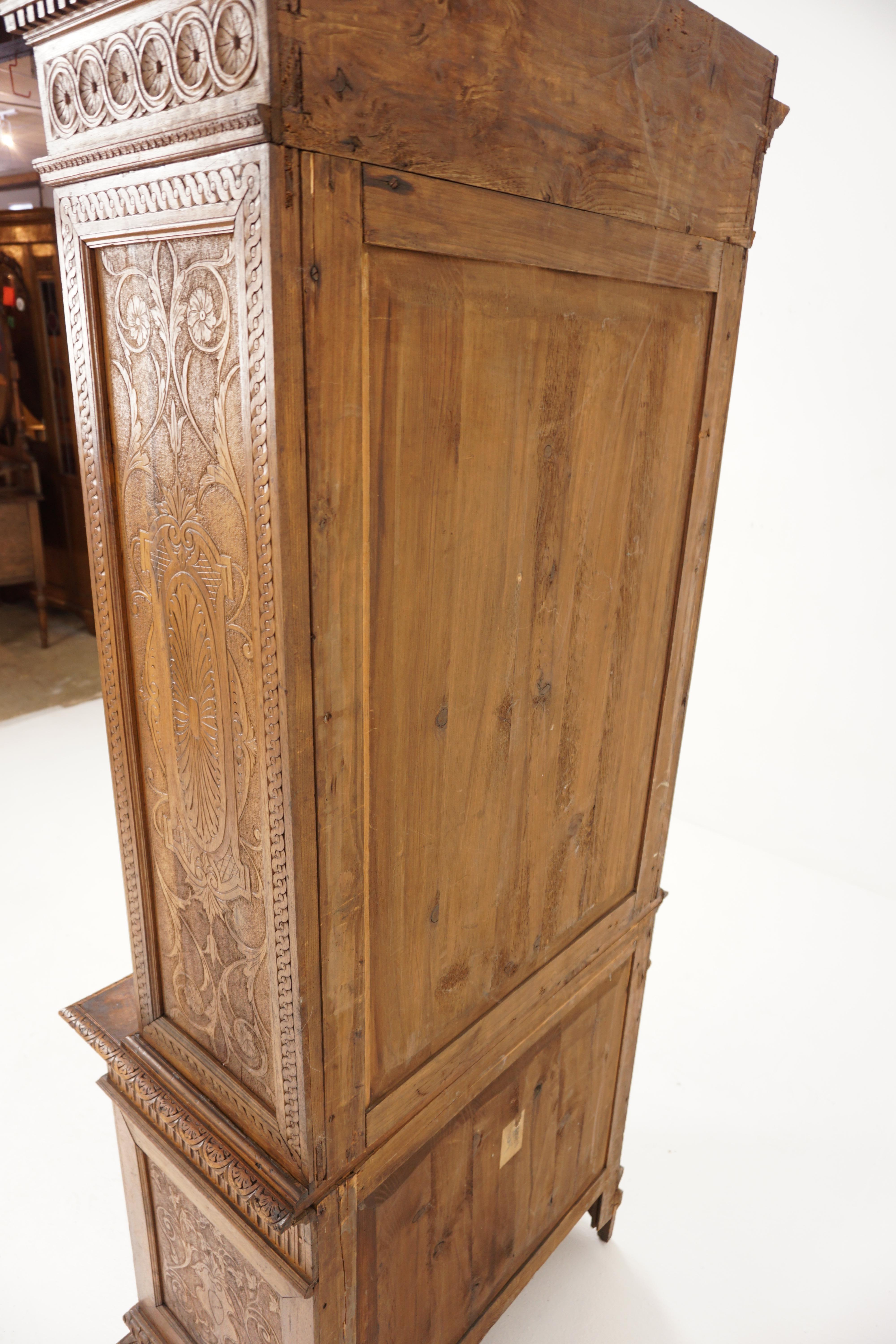 Vintage Carved Walnut Display Cabinet, China Cabinet, India 1940, H684 8