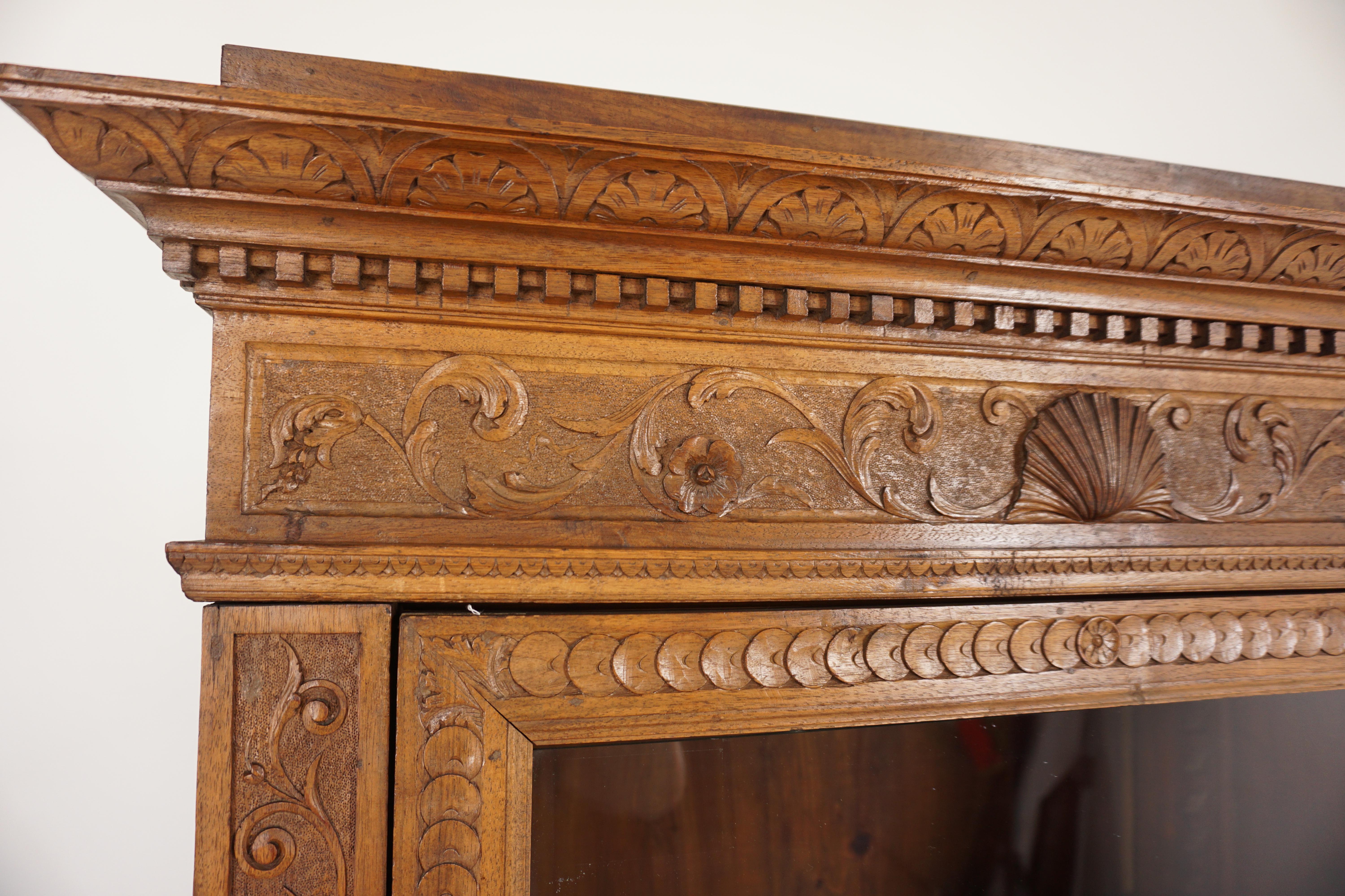 Vintage Carved Walnut Display Cabinet, China Cabinet, India 1940, H684 1
