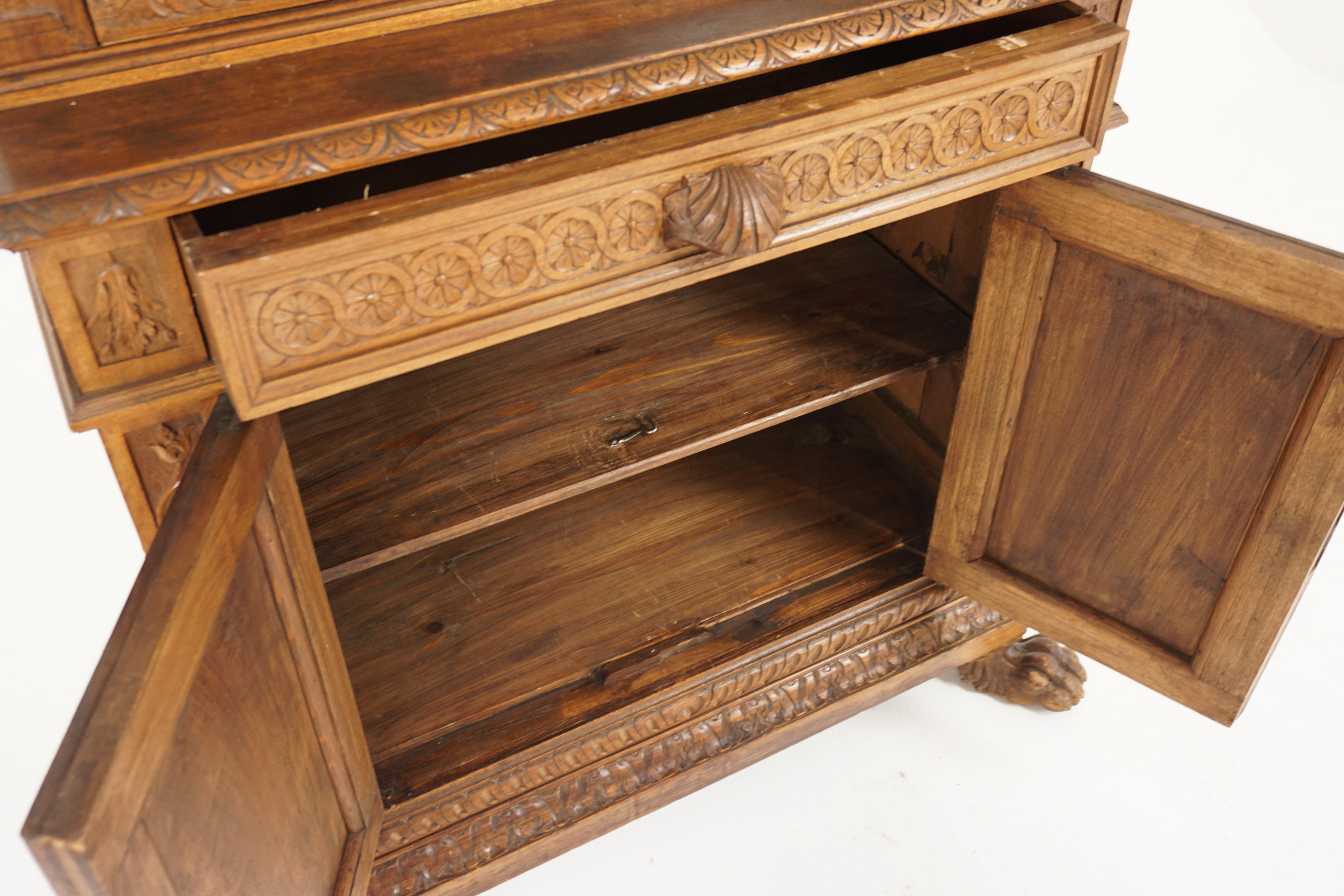 Vintage Carved Walnut Display Cabinet, China Cabinet, India 1940, H684 3