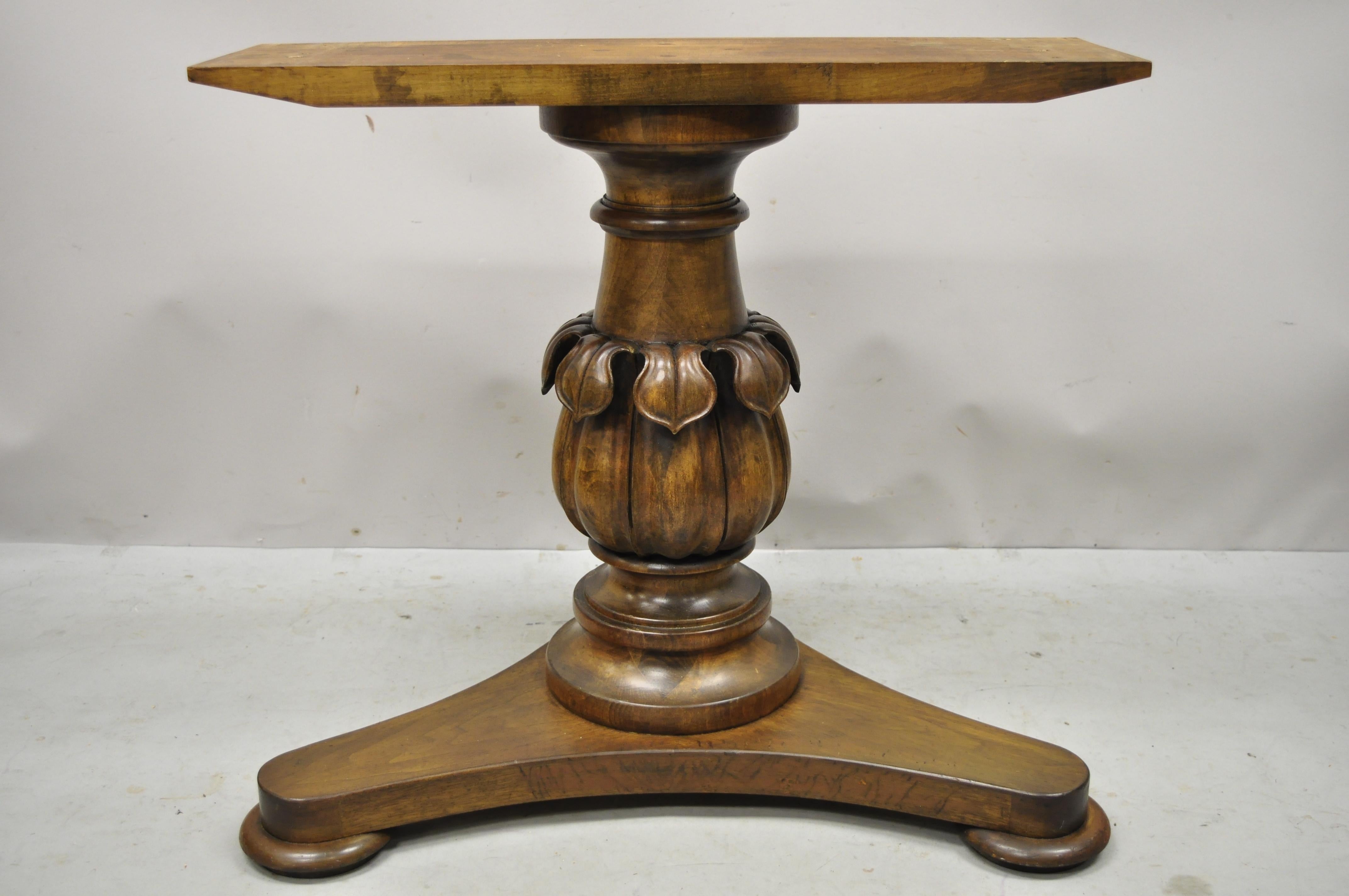 Vintage Carved Walnut Italian Regency Leaf Pineapple Pedestal Table Base 'A' For Sale 3