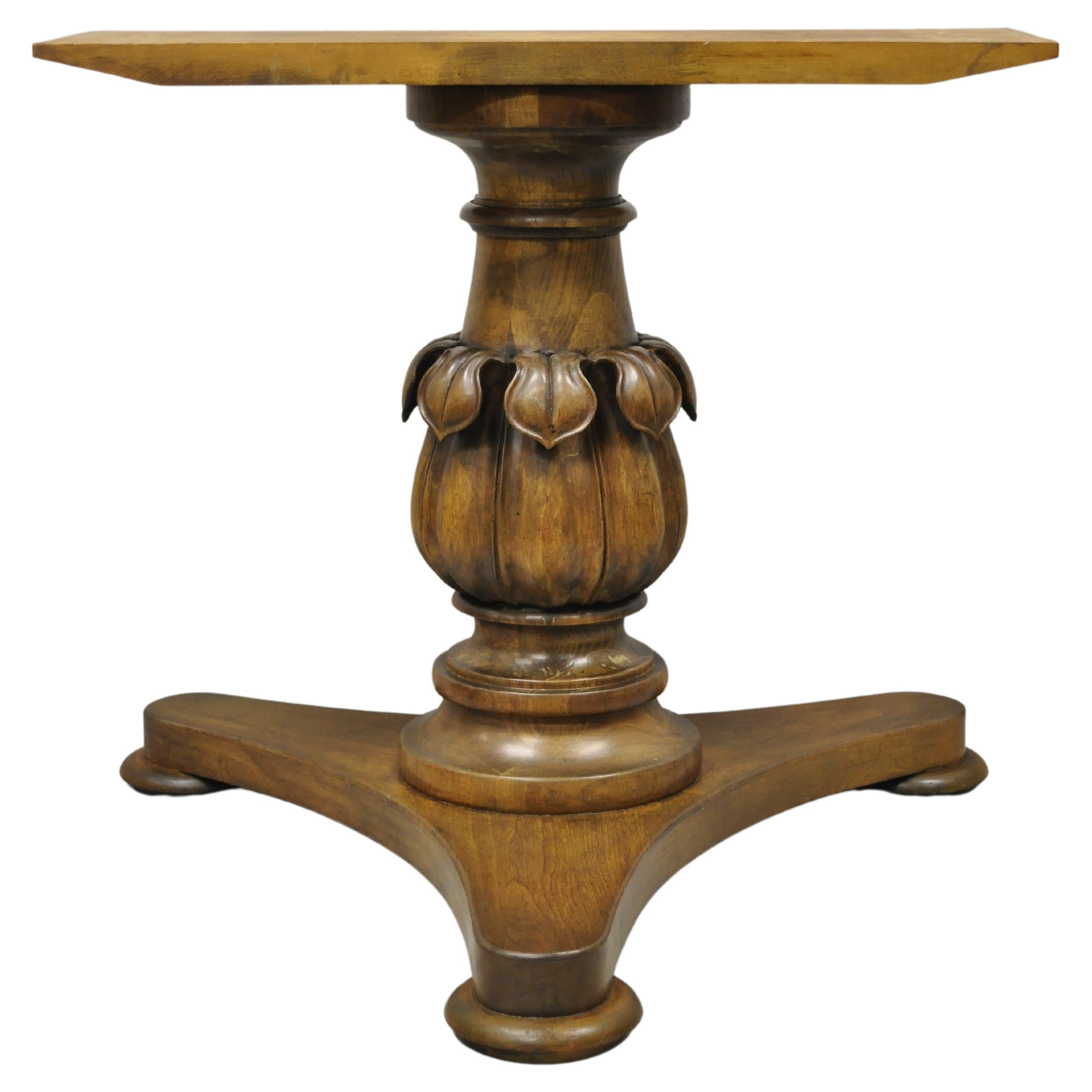 Vintage Carved Walnut Italian Regency Leaf Pineapple Pedestal Table Base 'A' For Sale