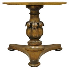 Vintage Carved Walnut Italian Regency Leaf Pineapple Pedestal Table Base (A)