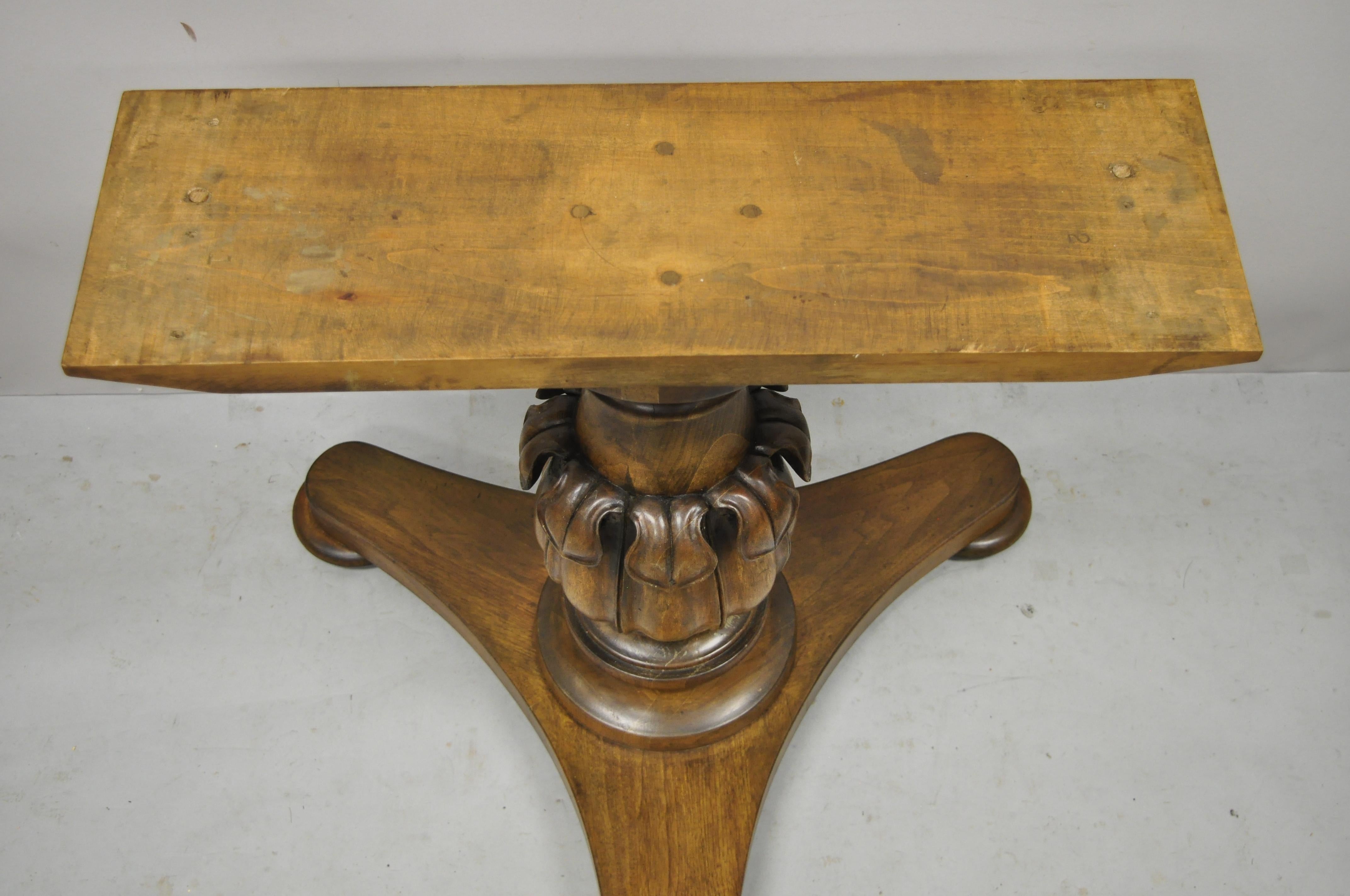 Vintage Carved Walnut Italian Regency Leaf Pineapple Pedestal Table Base 'B' For Sale 3