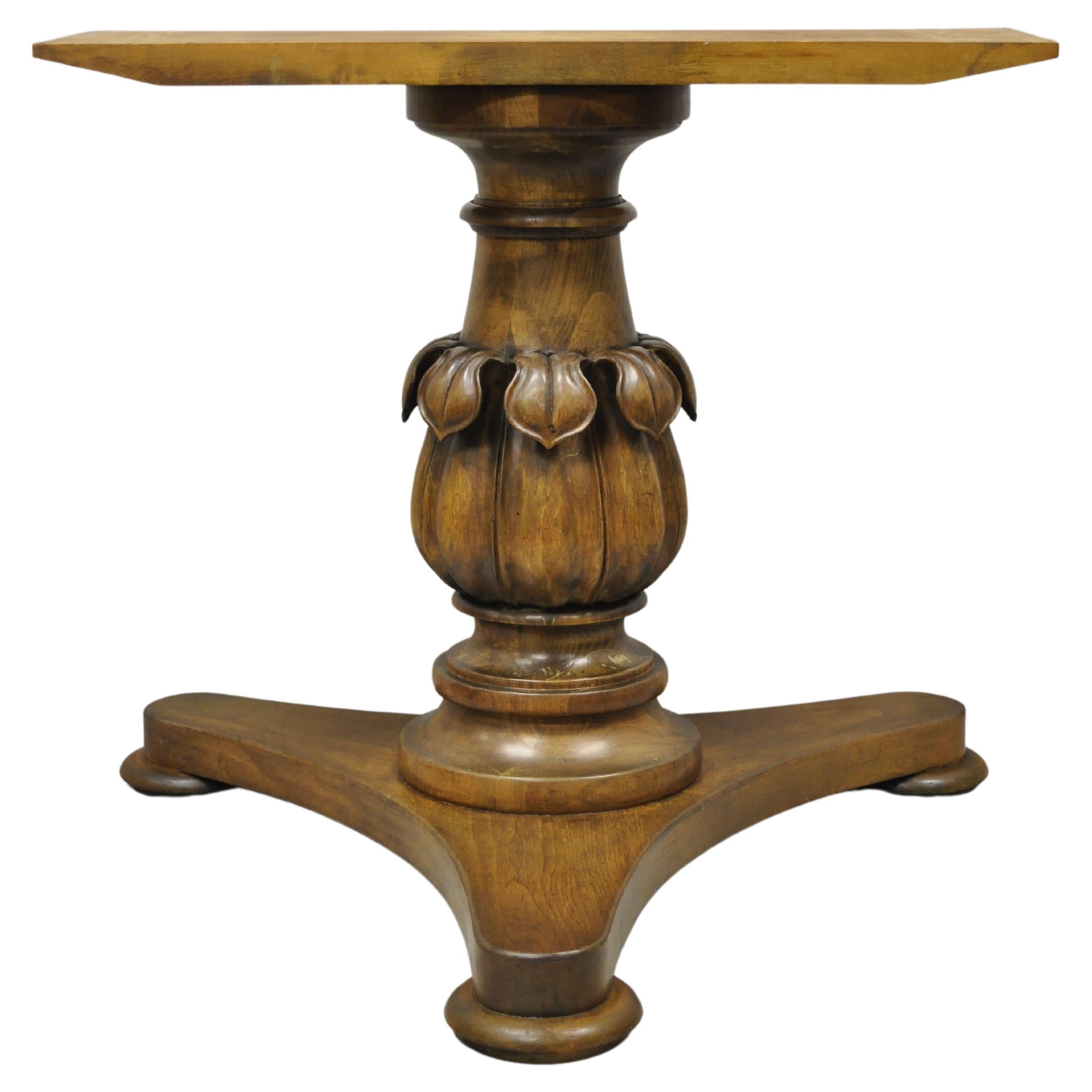 Vintage Carved Walnut Italian Regency Leaf Pineapple Pedestal Table Base 'B' For Sale