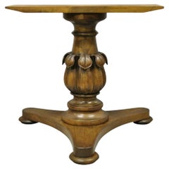 Vintage Carved Walnut Italian Regency Leaf Pineapple Pedestal Table Base (B)