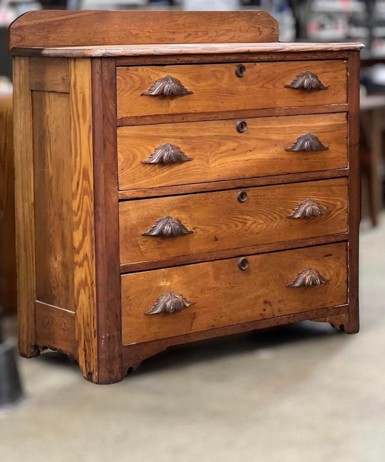 American Classical Vintage Carved Walnut Wood Chest of Drawers