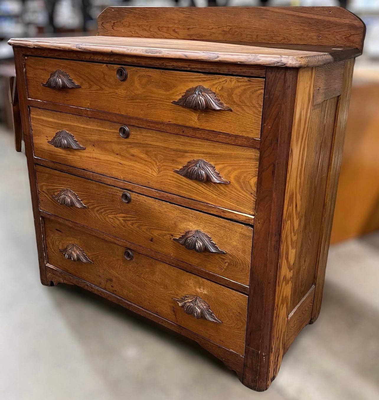Vintage Carved Walnut Wood Chest of Drawers In Good Condition In Seattle, WA