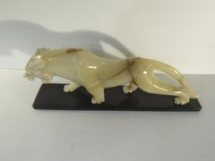 Vintage Carved White Jade Panther